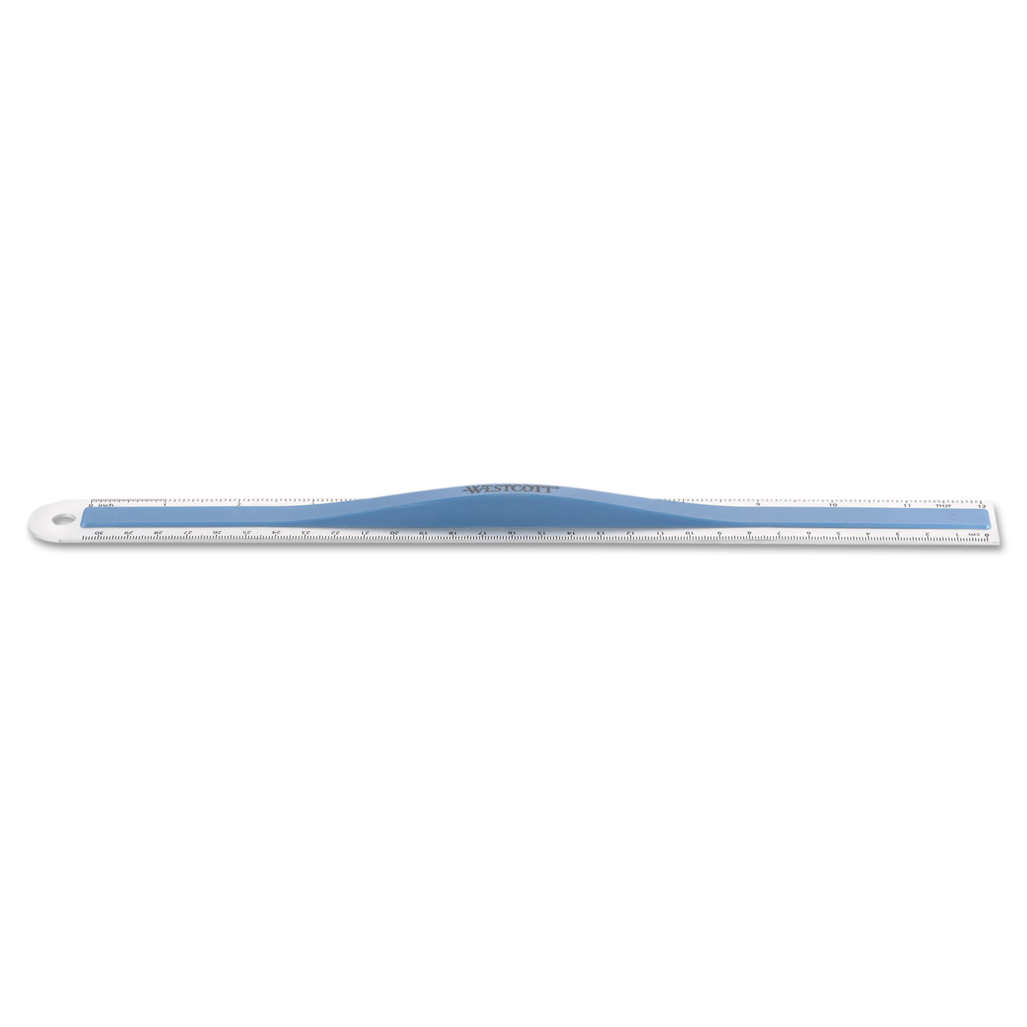 12 Aluminum Ruler with Finger Grip, Standard/Metric, Blue