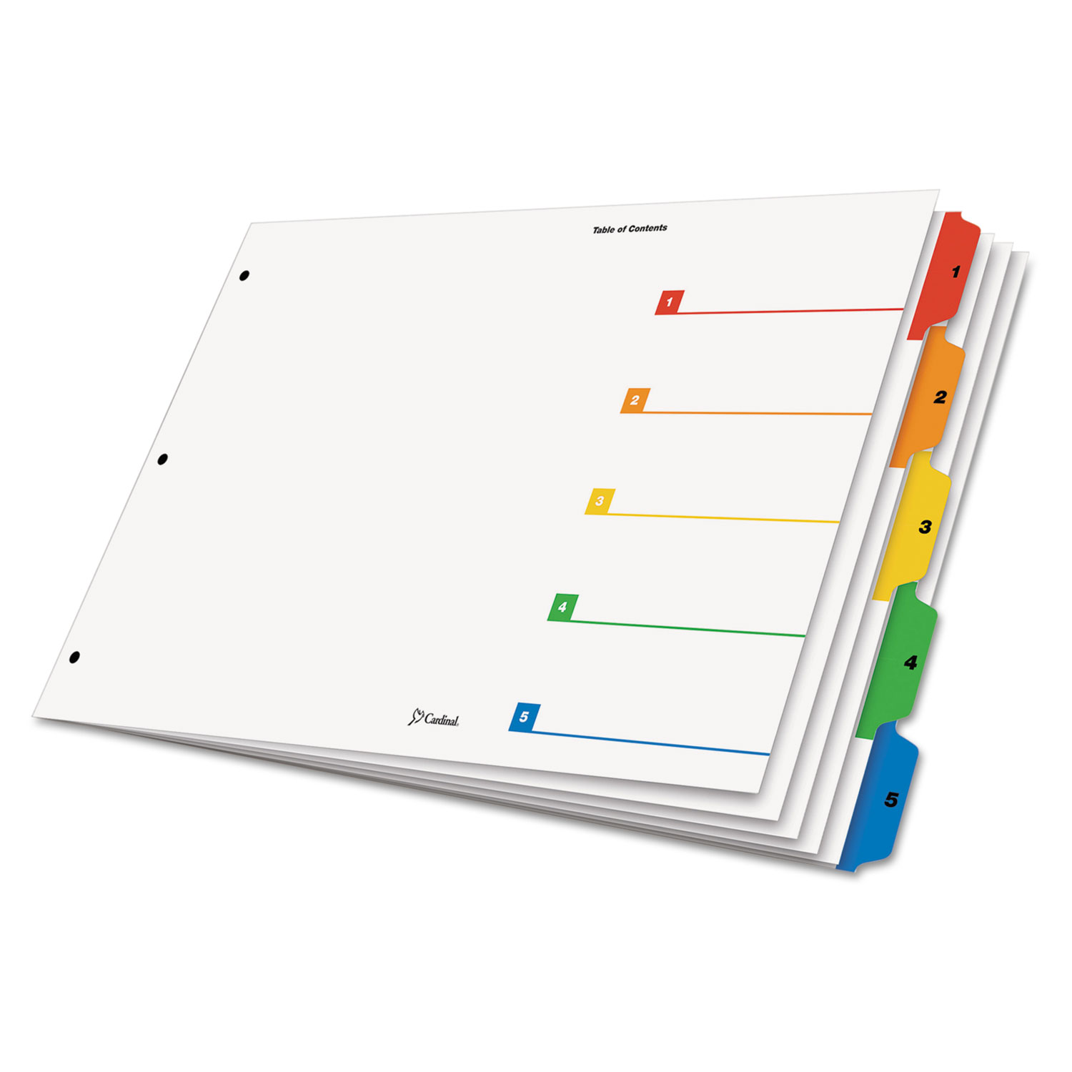 Cardinal® OneStep Printable Table of Contents Dividers, 5-Tab, 1 to 5, 11 x 17, White, 1 Set