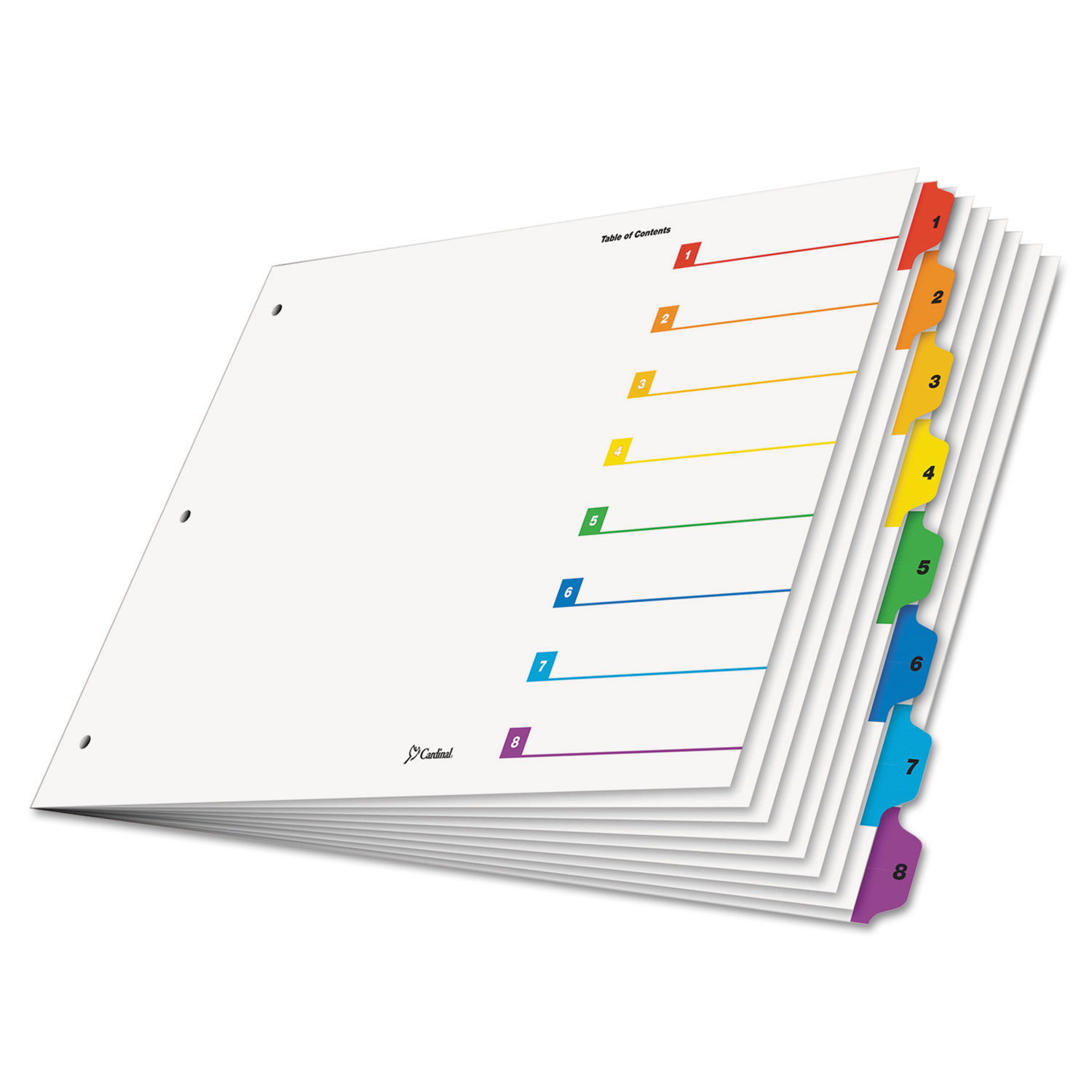 Cardinal® OneStep Printable Table of Contents Dividers, 8-Tab, 1 to 8, 11 x 17, White, 1 Set