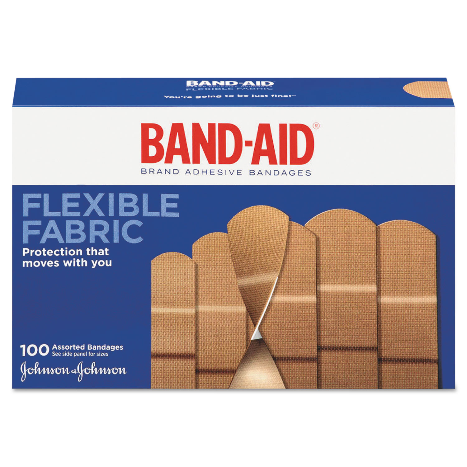  BAND-AID 11507800 Flexible Fabric Adhesive Bandages, Assorted, 100/Box (JOJ11507800) 