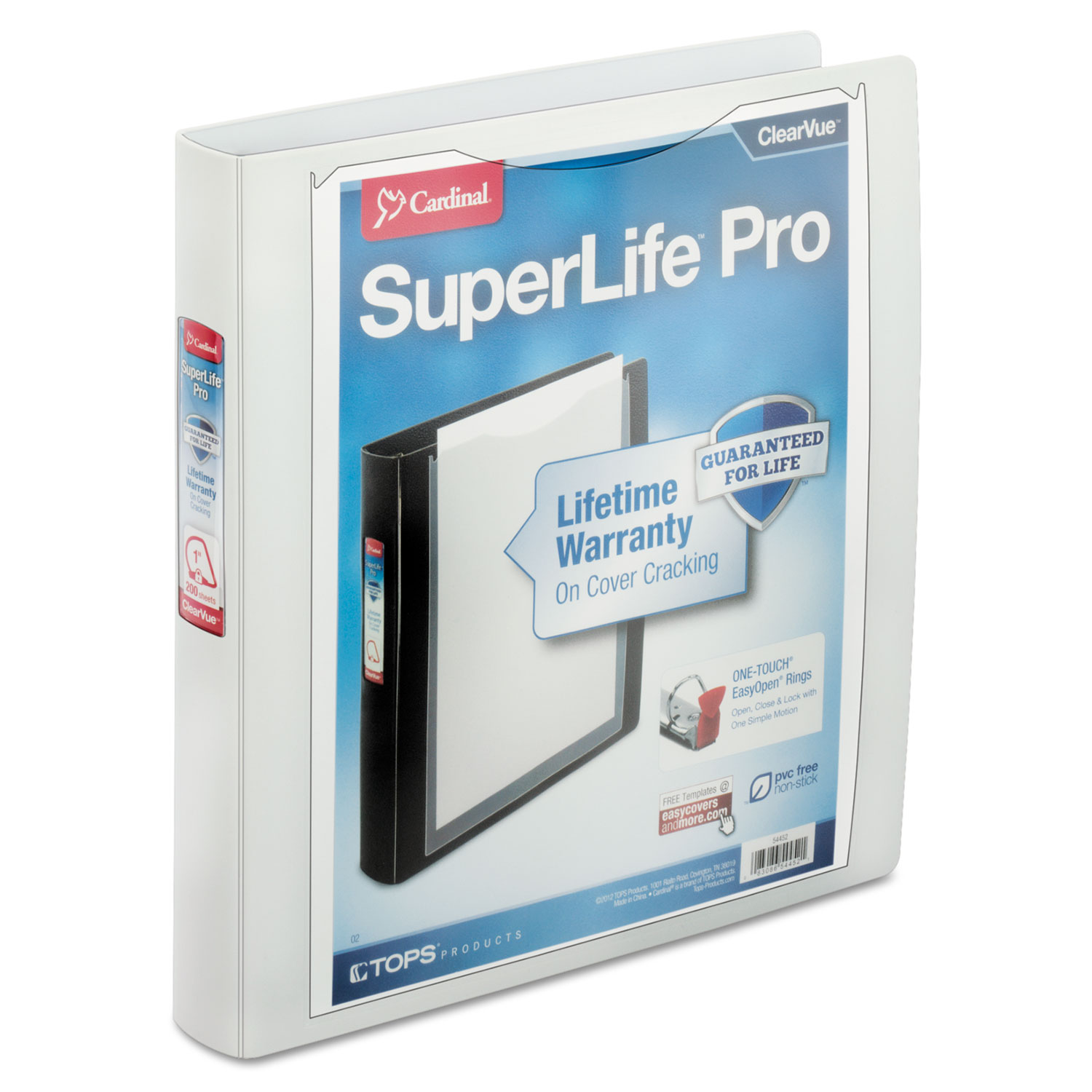  Cardinal 54662 SuperLife Pro Easy Open ClearVue Locking Slant-D Ring Binder, 3 Rings, 1.5 Capacity, 11 x 8.5, White (CRD54662) 