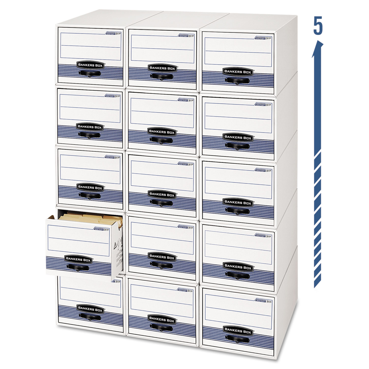  Bankers Box 00312 STOR/DRAWER STEEL PLUS Extra Space-Savings Storage Drawers, Legal Files, 17 x 25.5 x 11.5, White/Blue, 6/Carton (FEL00312) 