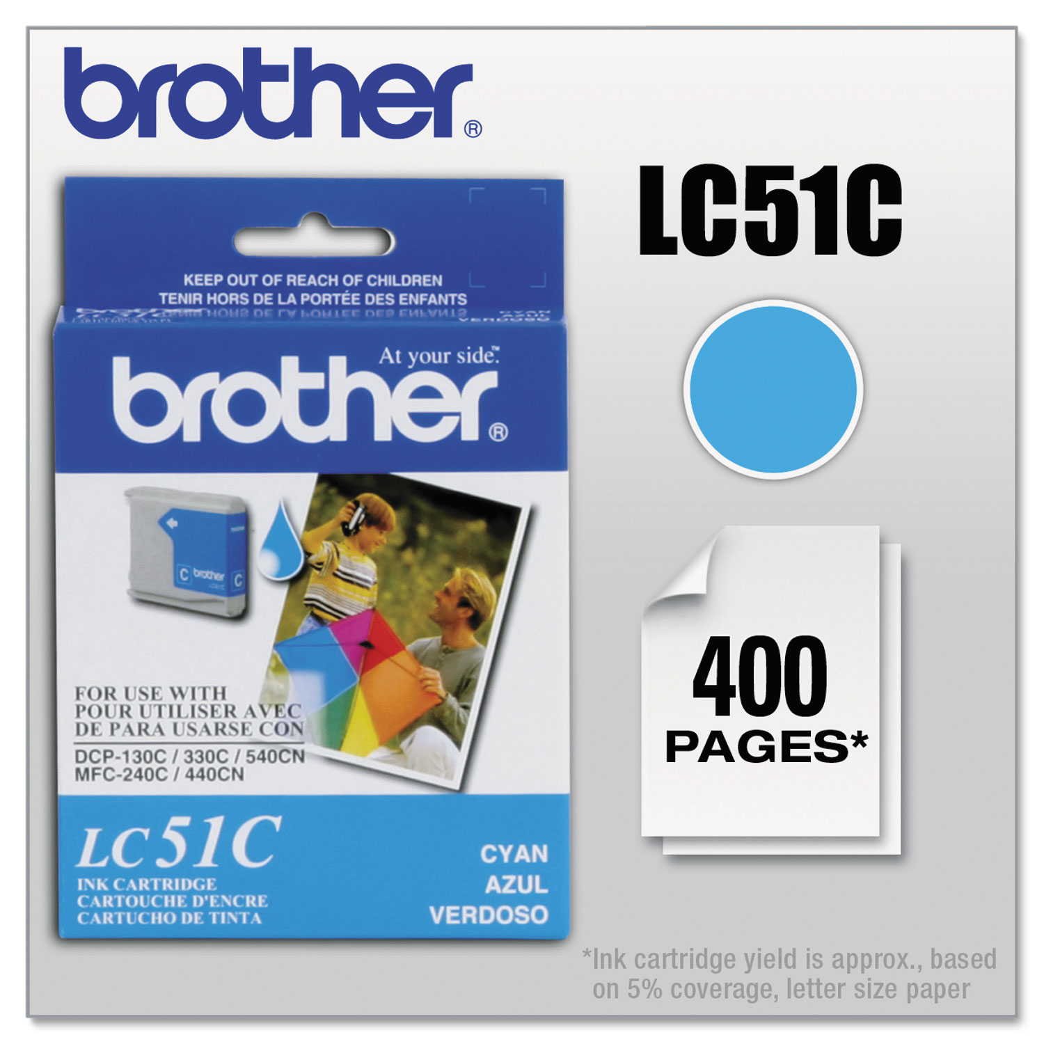  Brother LC51C LC51C Innobella Ink, 400 Page-Yield, Cyan (BRTLC51C) 