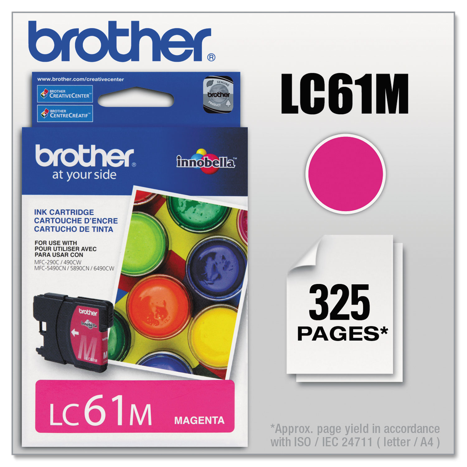  Brother LC61M LC61M Innobella Ink, 325 Page-Yield, Magenta (BRTLC61M) 