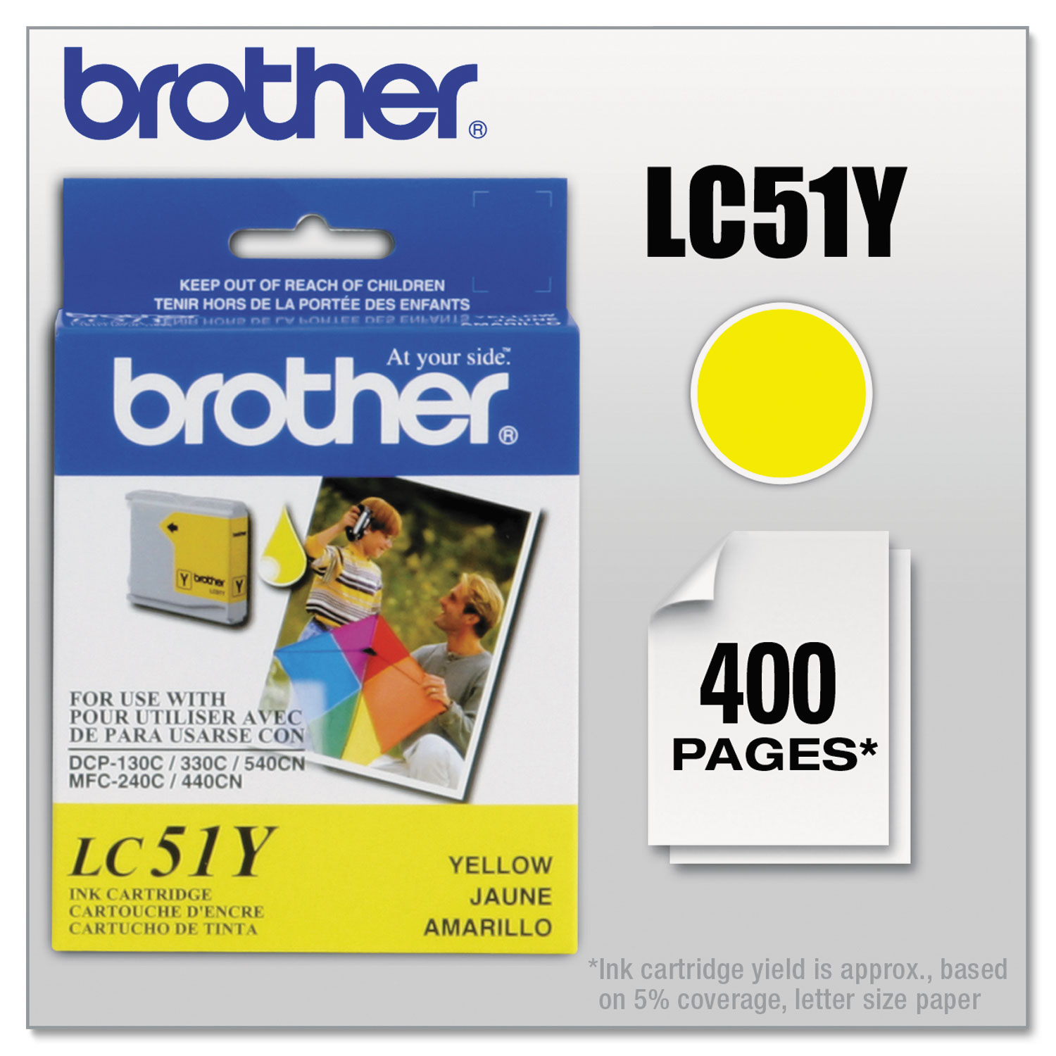  Brother LC51Y LC51Y Innobella Ink, 400 Page-Yield, Yellow (BRTLC51Y) 
