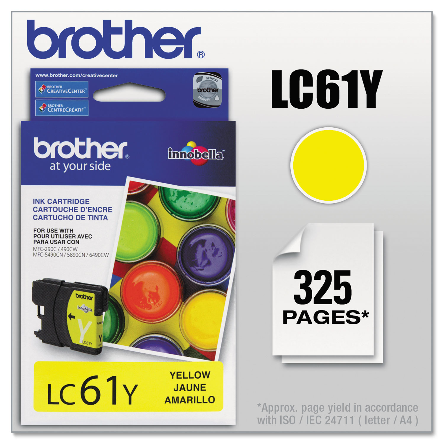  Brother LC61Y LC61Y Innobella Ink, 325 Page-Yield, Yellow (BRTLC61Y) 