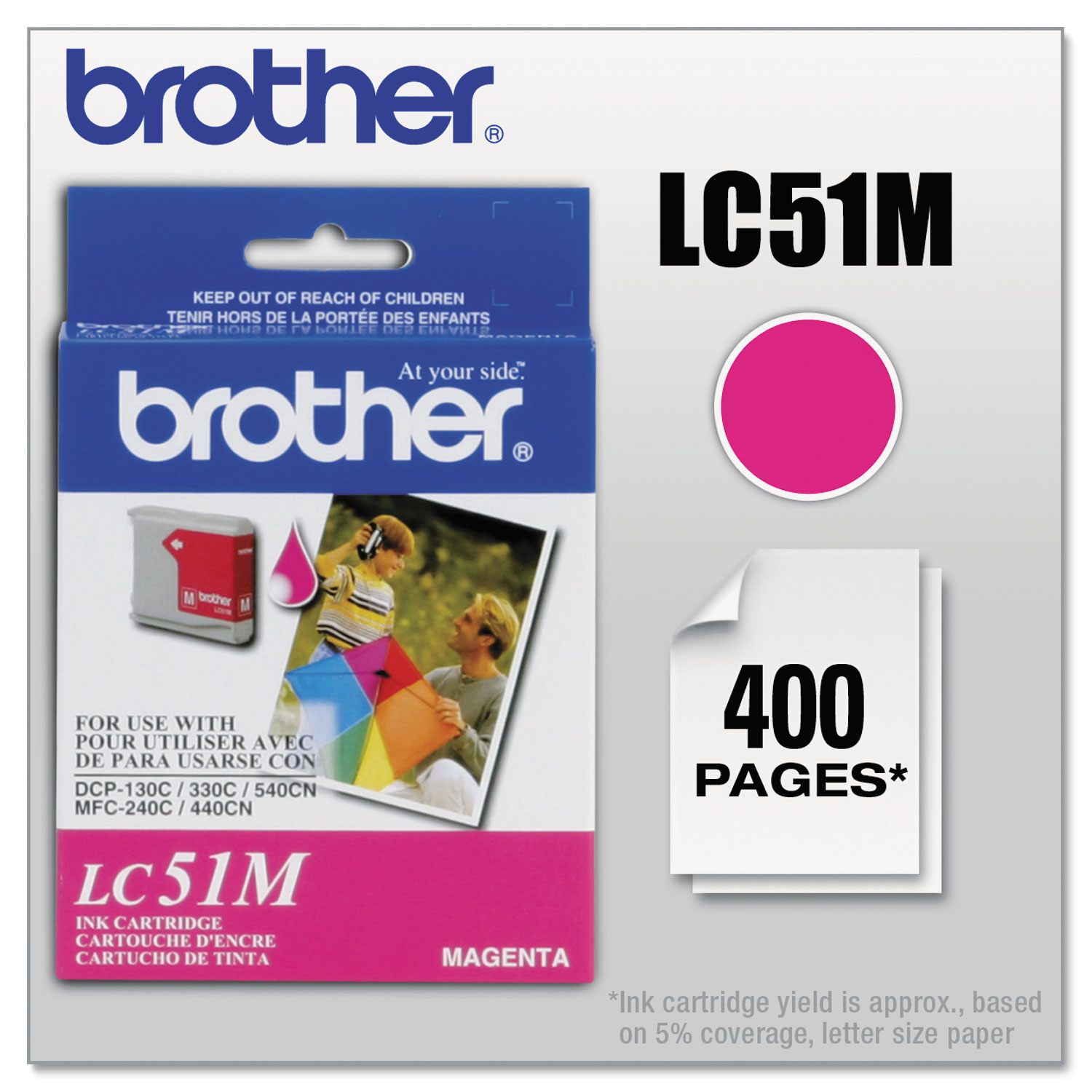  Brother LC51M LC51M Innobella Ink, 400 Page-Yield, Magenta (BRTLC51M) 