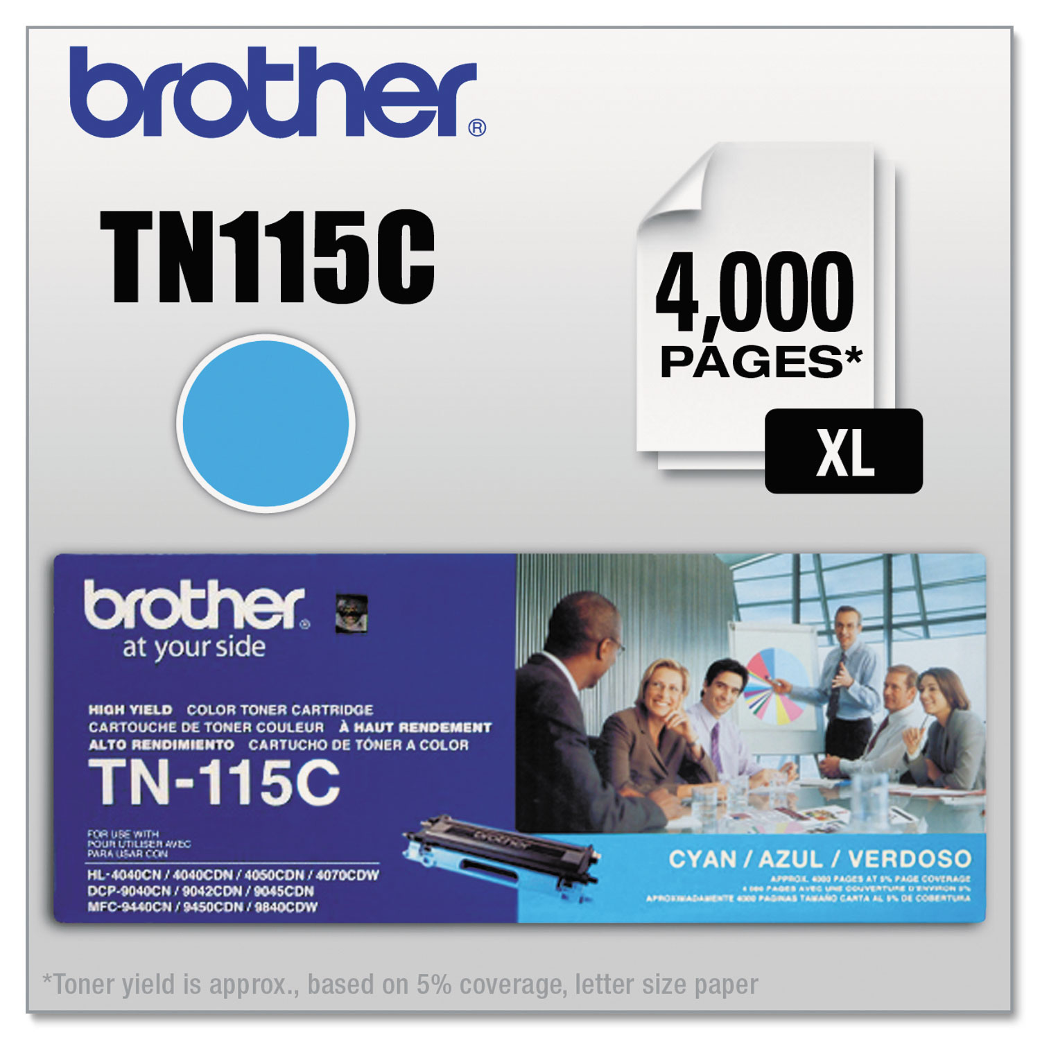  Brother TN115C TN115C High-Yield Toner, 4000 Page-Yield, Cyan (BRTTN115C) 