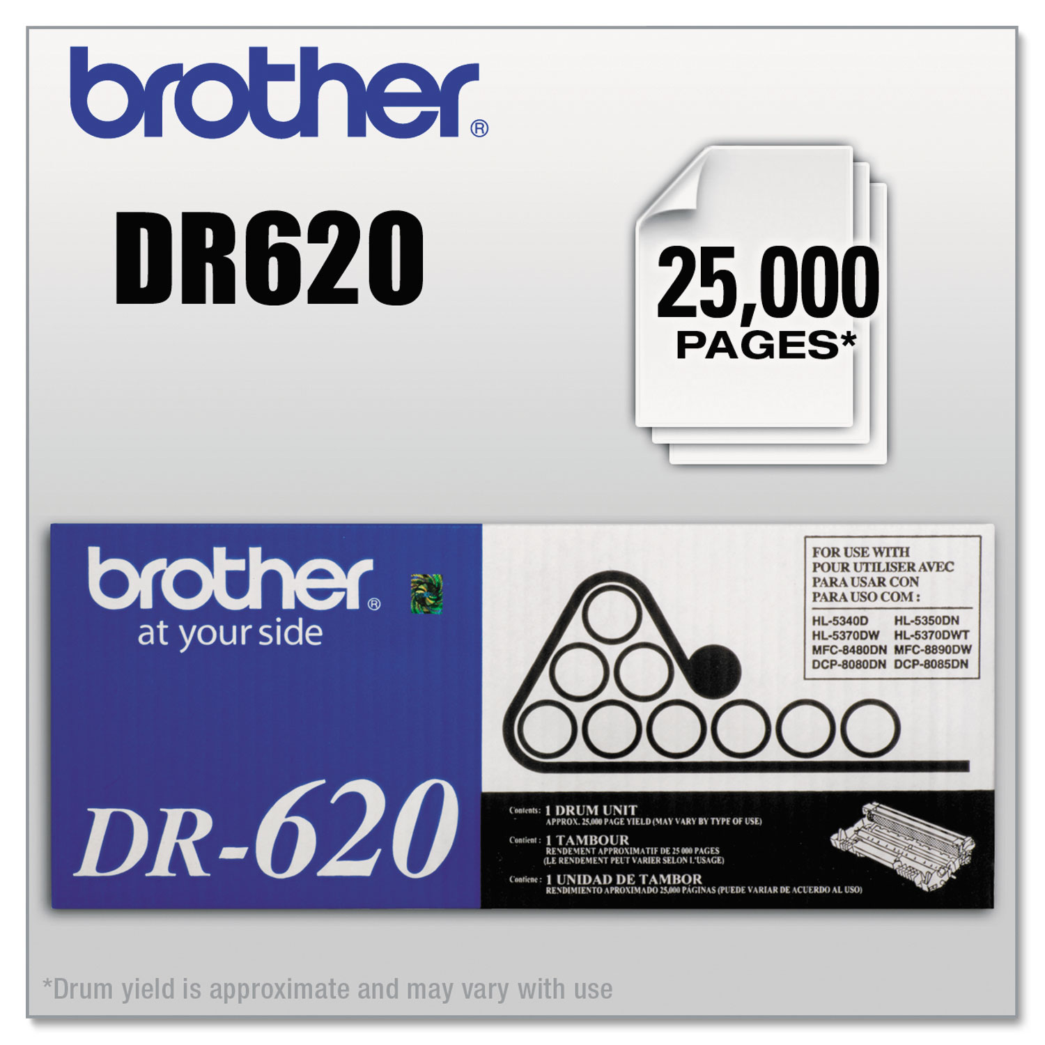  Brother DR620 DR620 Drum Unit, 25000 Page-Yield, Black (BRTDR620) 