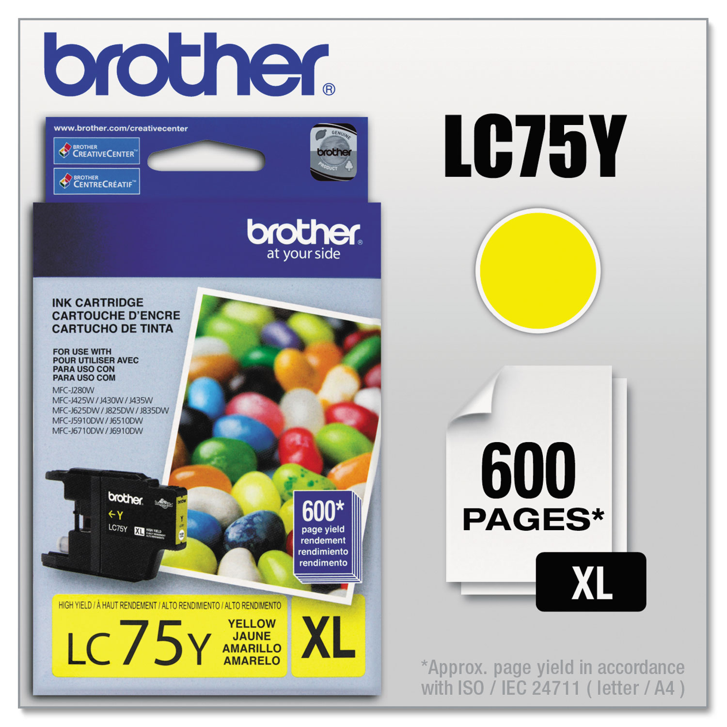  Brother LC75Y LC75Y Innobella High-Yield Ink, 600 Page-Yield, Yellow (BRTLC75Y) 