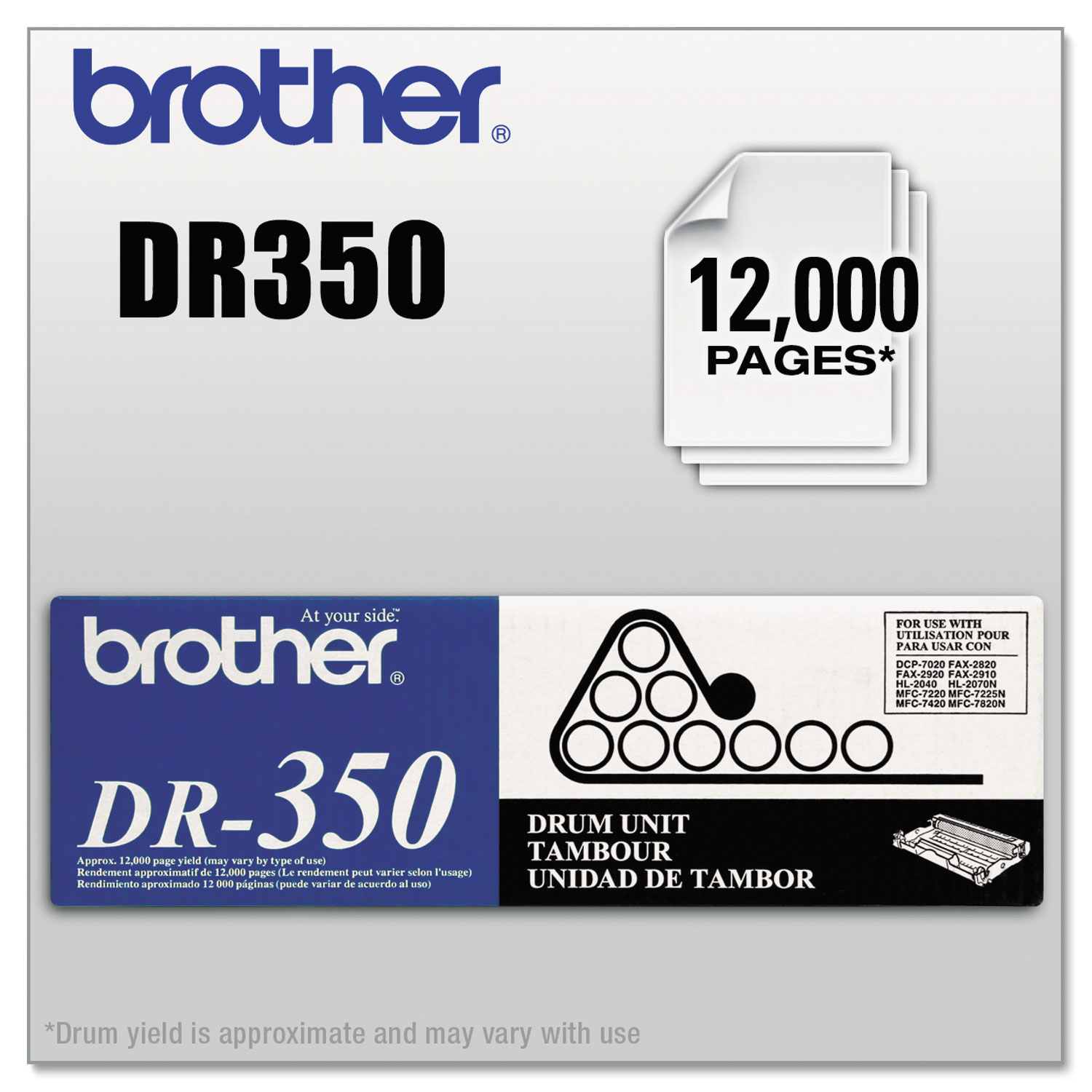  Brother DR350 DR350 Drum Unit, 12000 Page-Yield, Black (BRTDR350) 