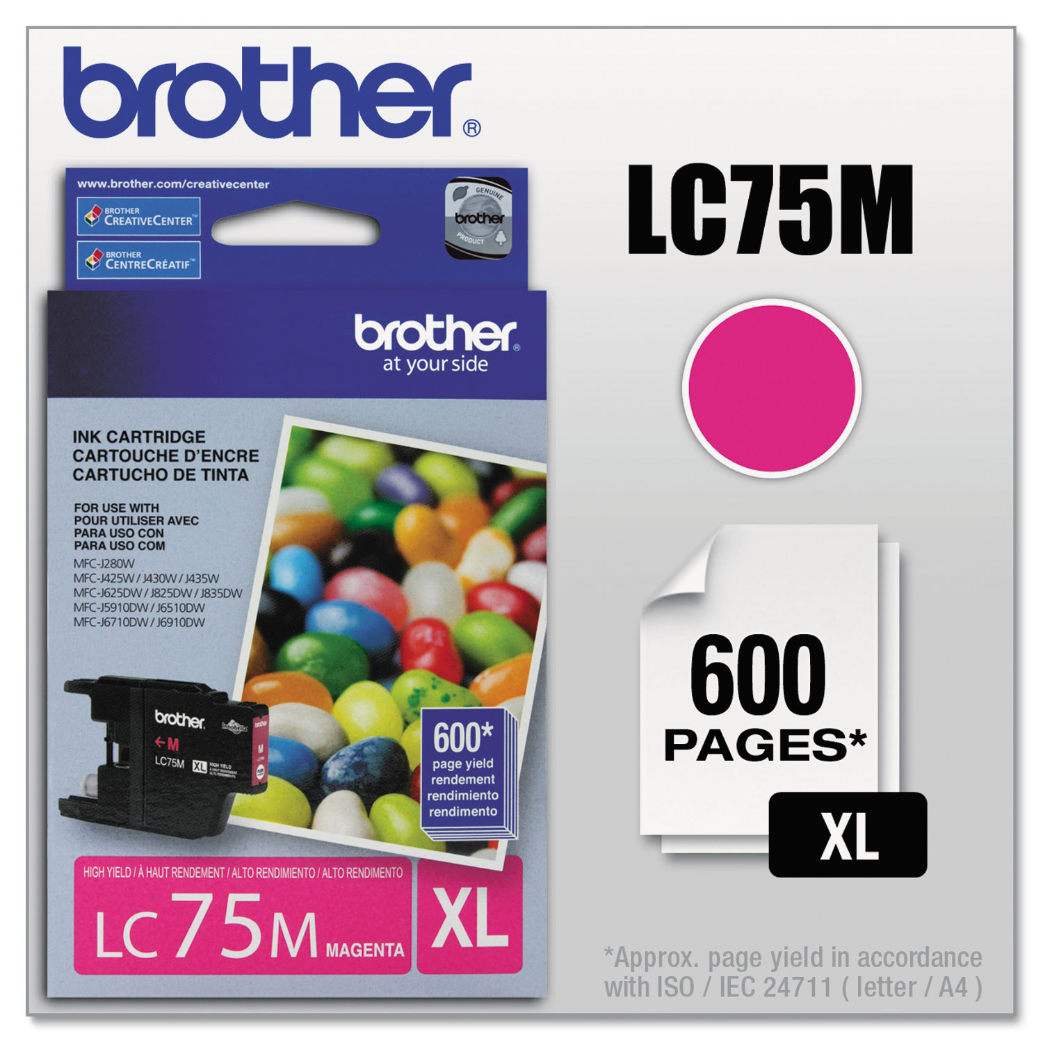  Brother LC75M LC75M Innobella High-Yield Ink, 600 Page-Yield, Magenta (BRTLC75M) 