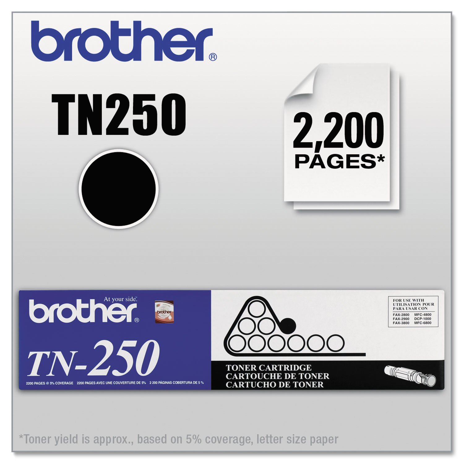  Brother TN250 TN250 Toner, 2200 Page-Yield, Black (BRTTN250) 