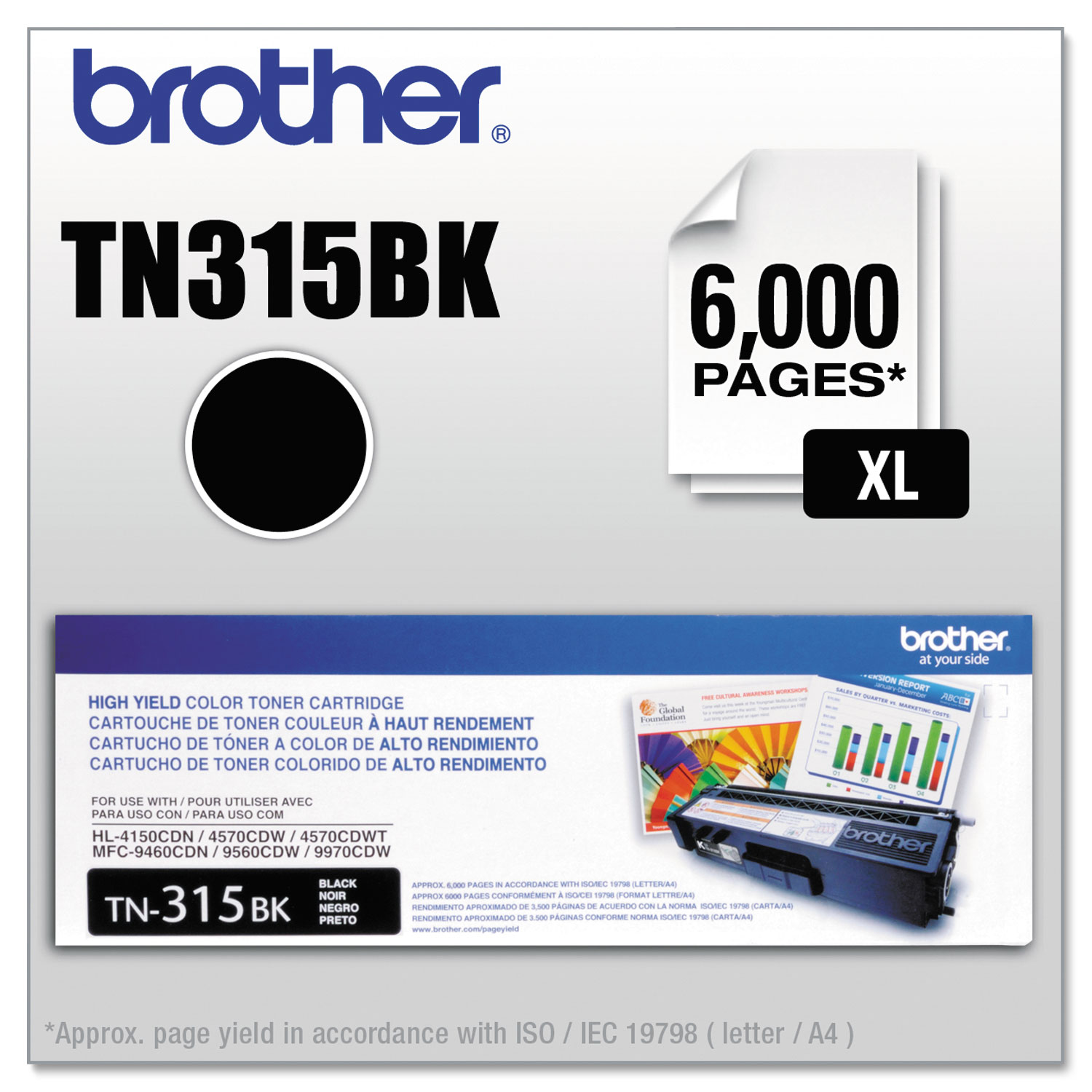  Brother TN315BK TN315BK High-Yield Toner, 6000 Page-Yield, Black (BRTTN315BK) 