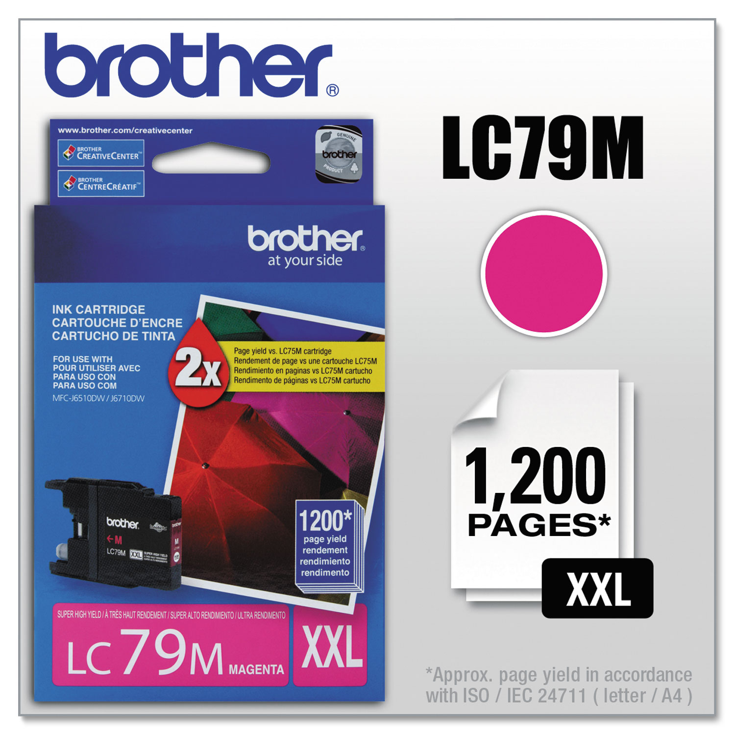  Brother LC79M LC79M Innobella Super High-Yield Ink, 1200 Page-Yield, Magenta (BRTLC79M) 