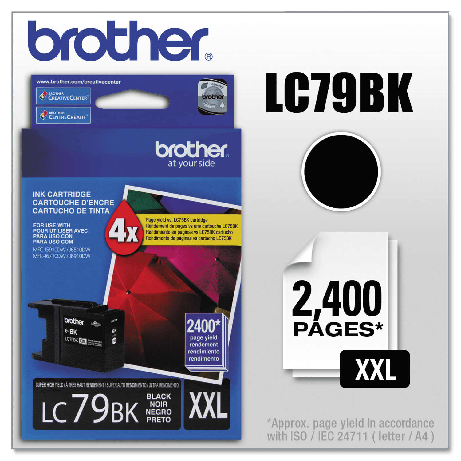  Brother LC79BK LC79BK Innobella Super High-Yield Ink, 2400 Page-Yield, Black (BRTLC79BK) 