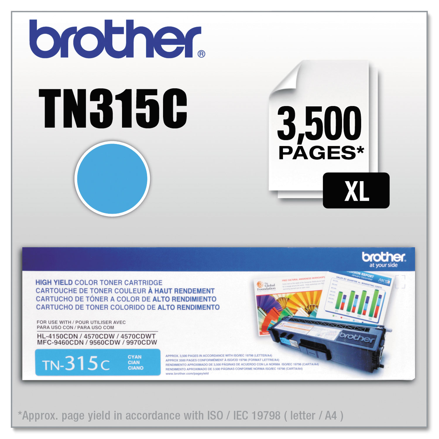  Brother TN315C TN315C High-Yield Toner, 3500 Page-Yield, Cyan (BRTTN315C) 