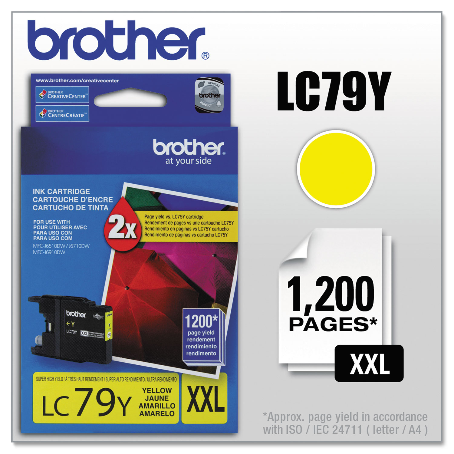  Brother LC79Y LC79Y Innobella Super High-Yield Ink, 1200 Page-Yield, Yellow (BRTLC79Y) 