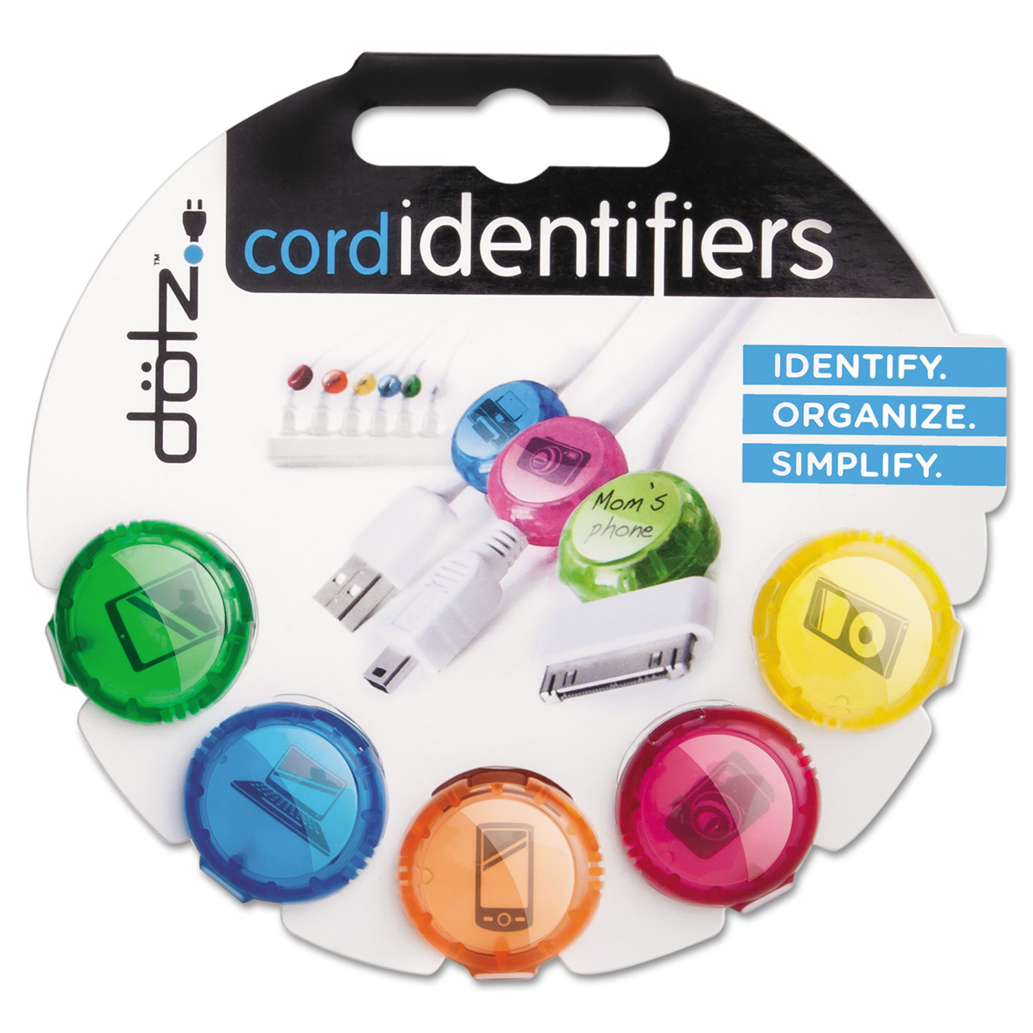 Cord Identifier, 5 Bright Colored Cord Identifiers & Inserts