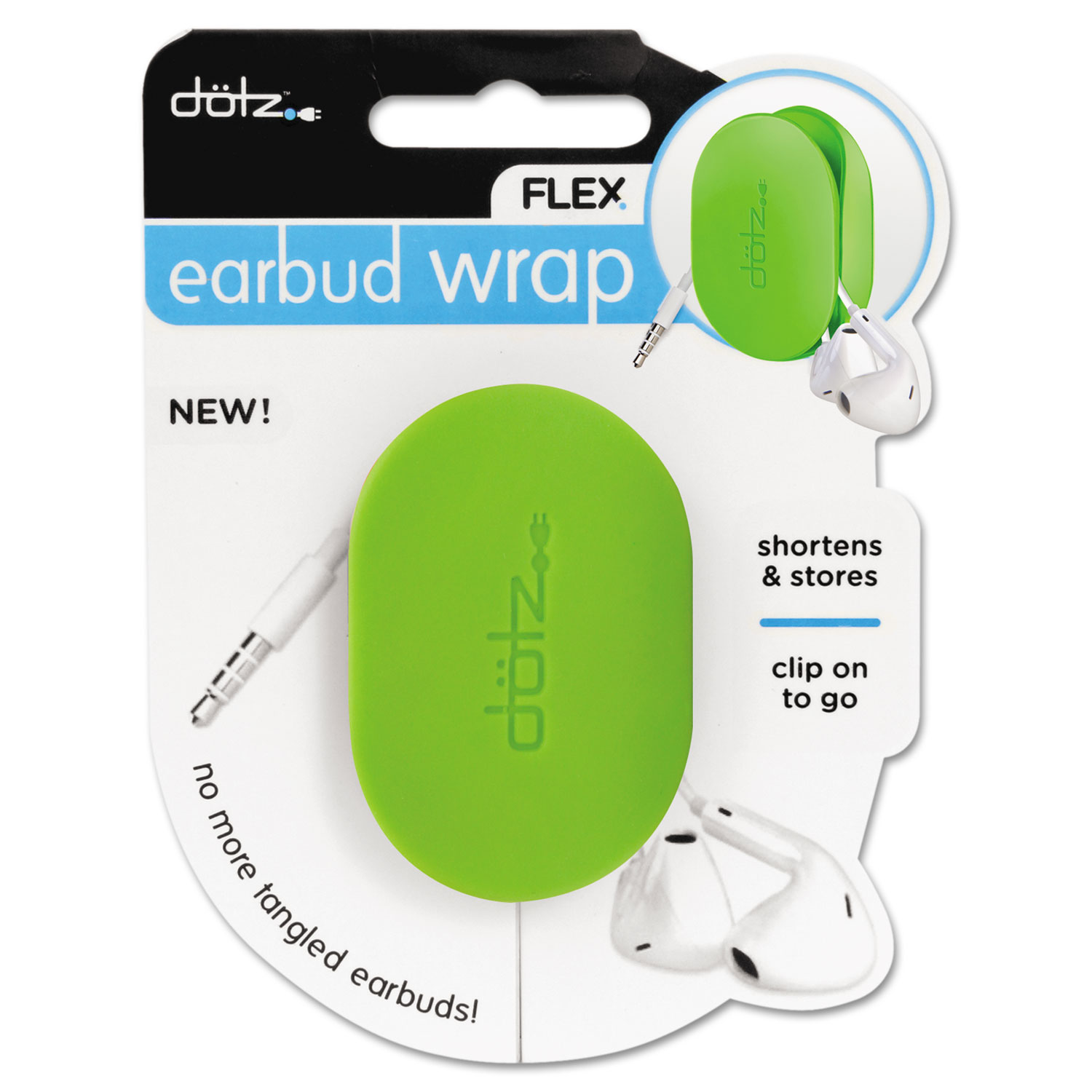 Flex Earbud Wrap w/Belt Clip, Lime Green
