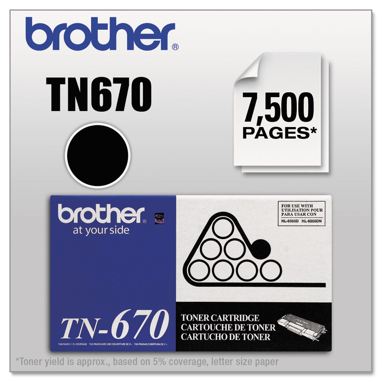  Brother TN670 TN670 High-Yield Toner, 7500 Page-Yield, Black (BRTTN670) 
