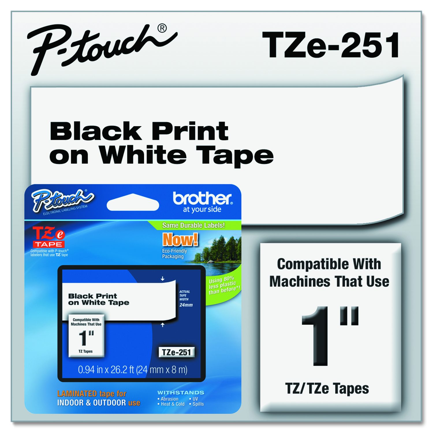 Brother TZe Laminated Tape - Waterproof - x 15/16