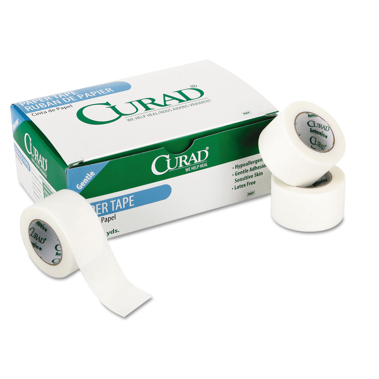  Curad NON270002 Paper Adhesive Tape, 1 Core, 2 x 10 yds, White, 6/Pack (MIINON270002) 
