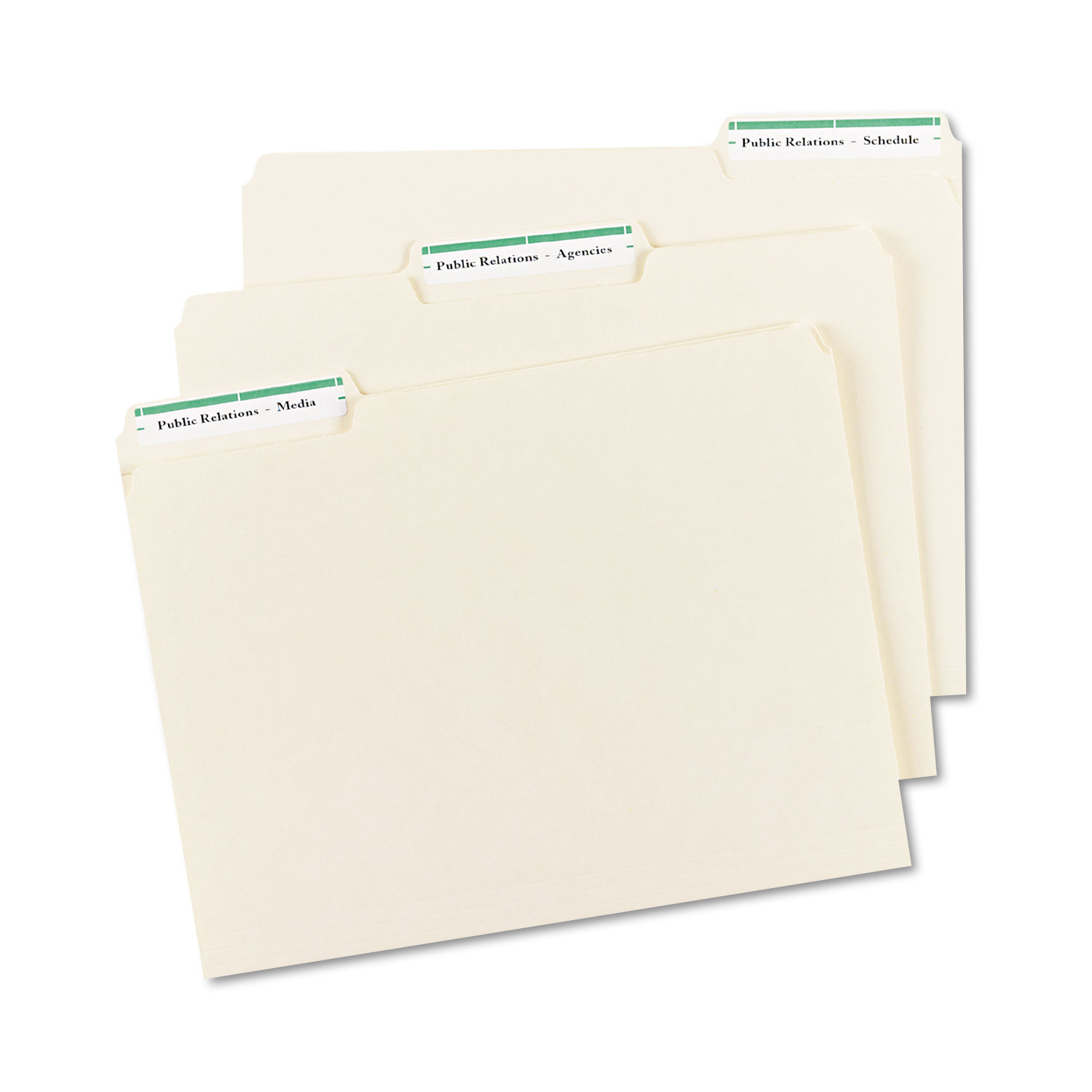 Permanent File Folder Labels, TrueBlock, Inkjet/Laser, Green Border, 1500/Box