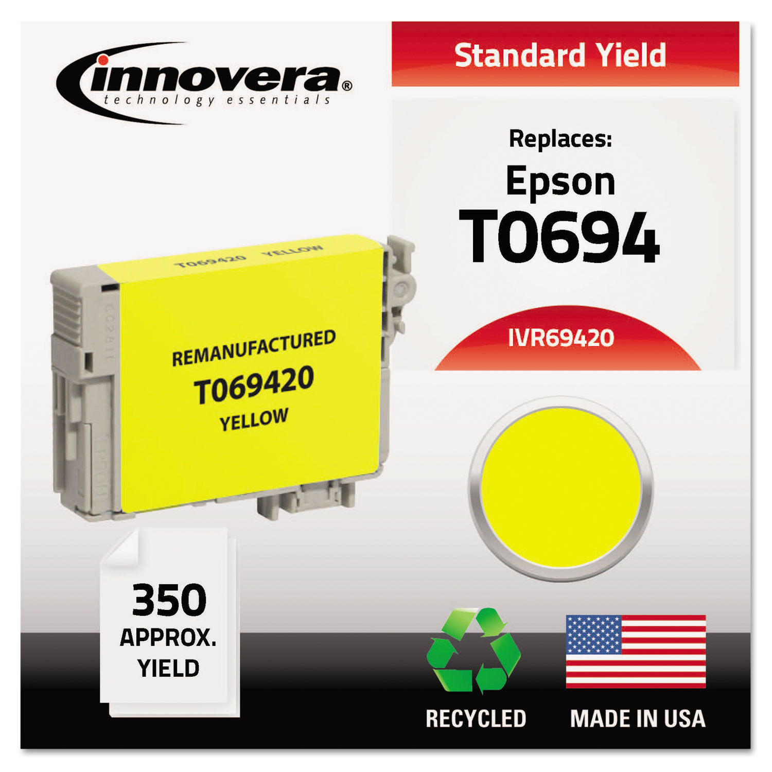 Remanufactured T069420 (69) Ink, 350 Page-Yield, Yellow