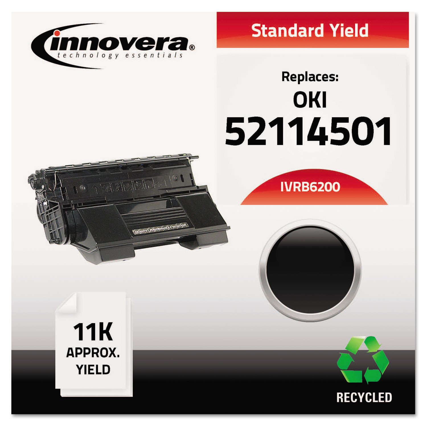  Innovera IVRB6200 Remanufactured 52114501 (B6200) Toner, 11000 Page-Yield, Black (IVRB6200) 