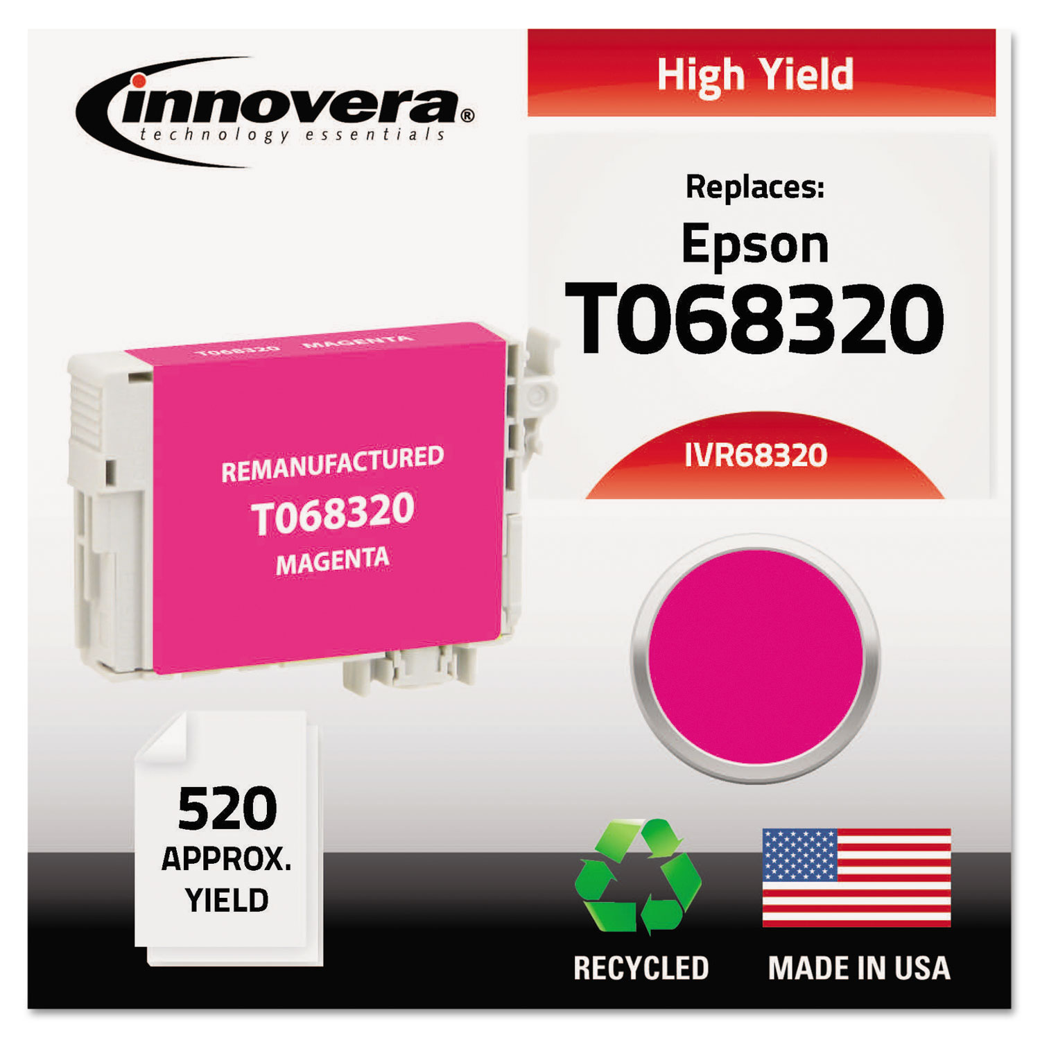 Remanufactured T068320 (68) High-Yield Ink, Magenta