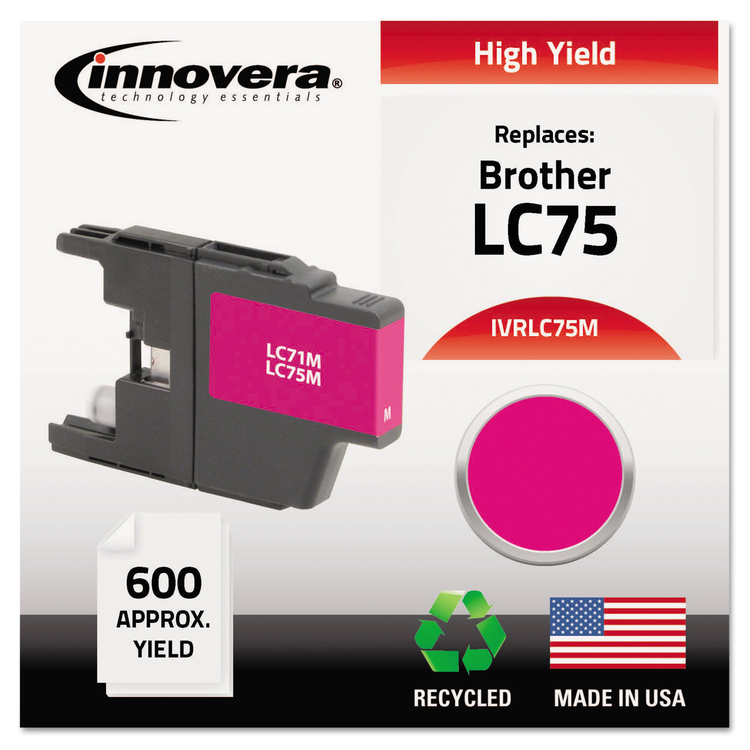 Remanufactured LC75M High-Yield Ink, 600 Page-Yield, Magenta