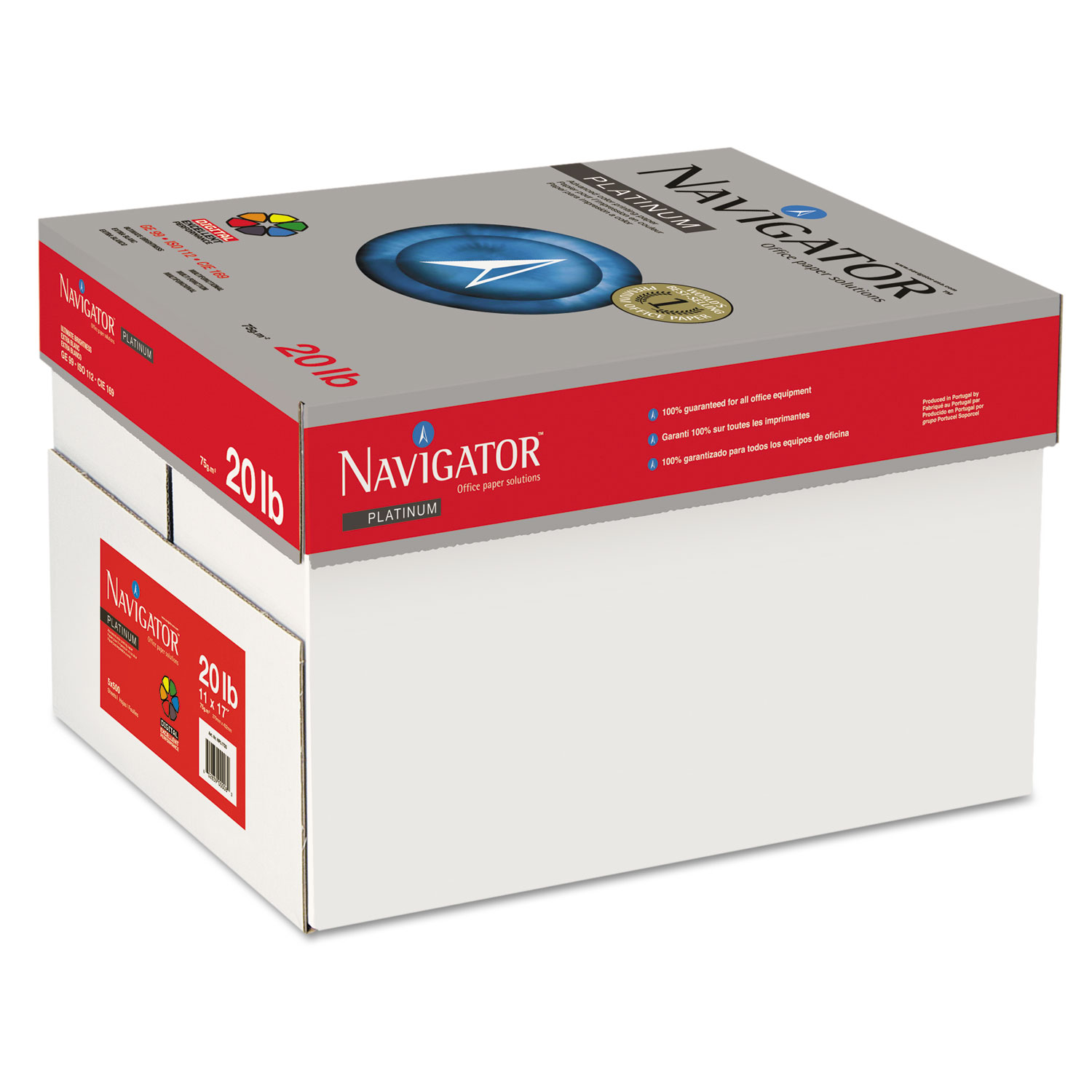  Navigator NPL1720 Platinum Paper, 99 Bright, 20lb, 11 x 17, White, 500 Sheets/Ream, 5 Reams/Carton (SNANPL1720) 