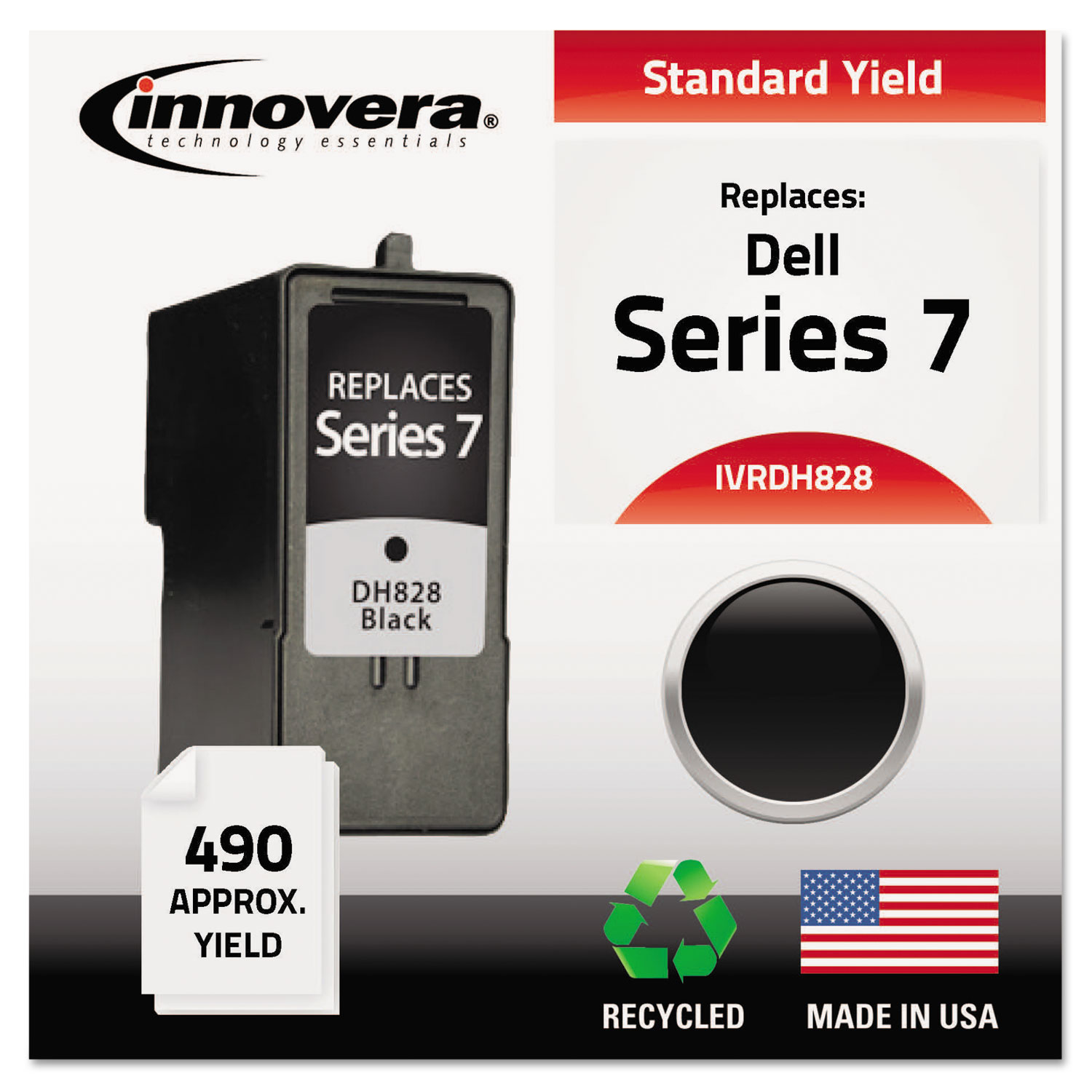 Remanufactured CH883 (Series 7) High-Yield Ink, 490 Page-Yield, Black
