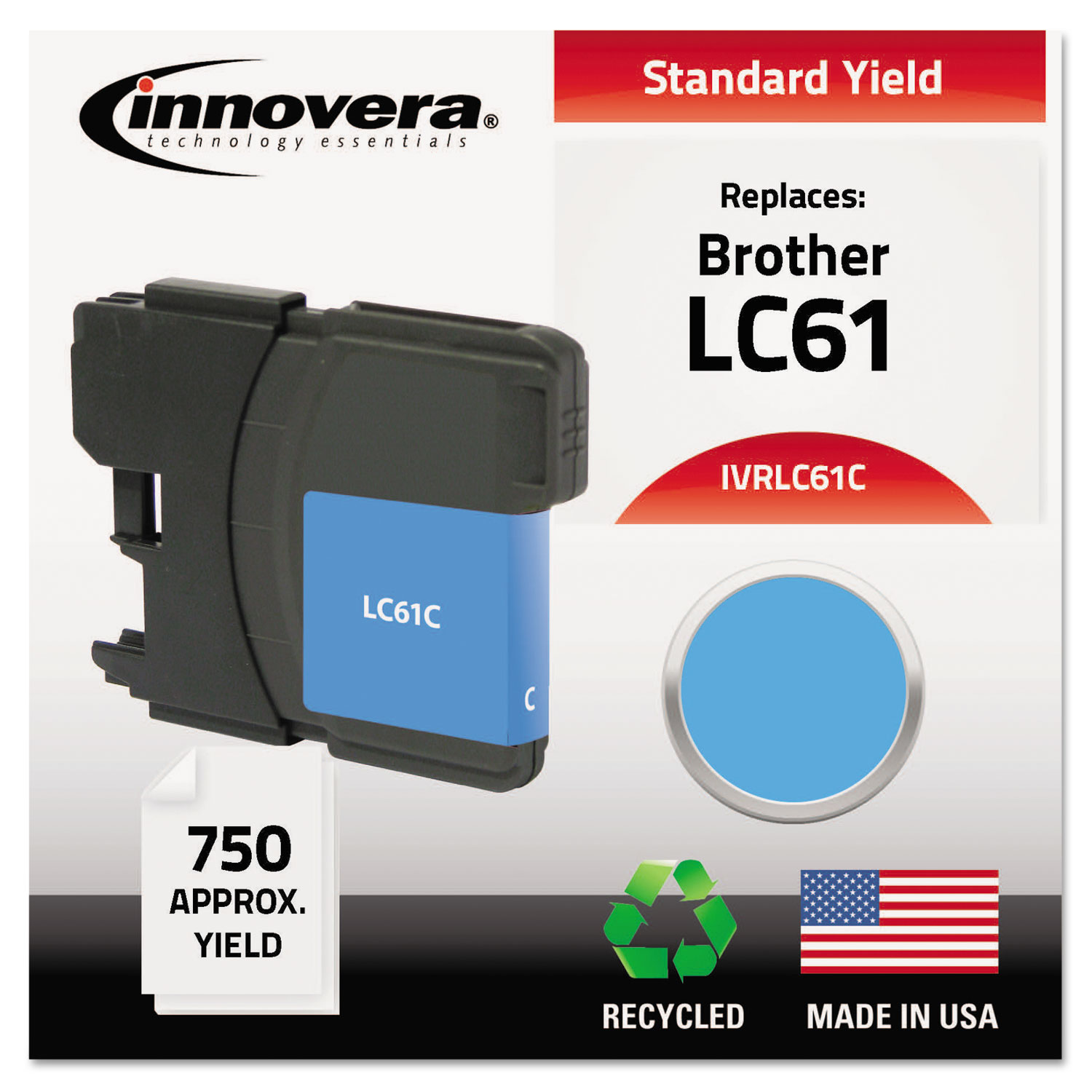 Remanufactured LC61C Ink, 750 Page-Yield, Cyan