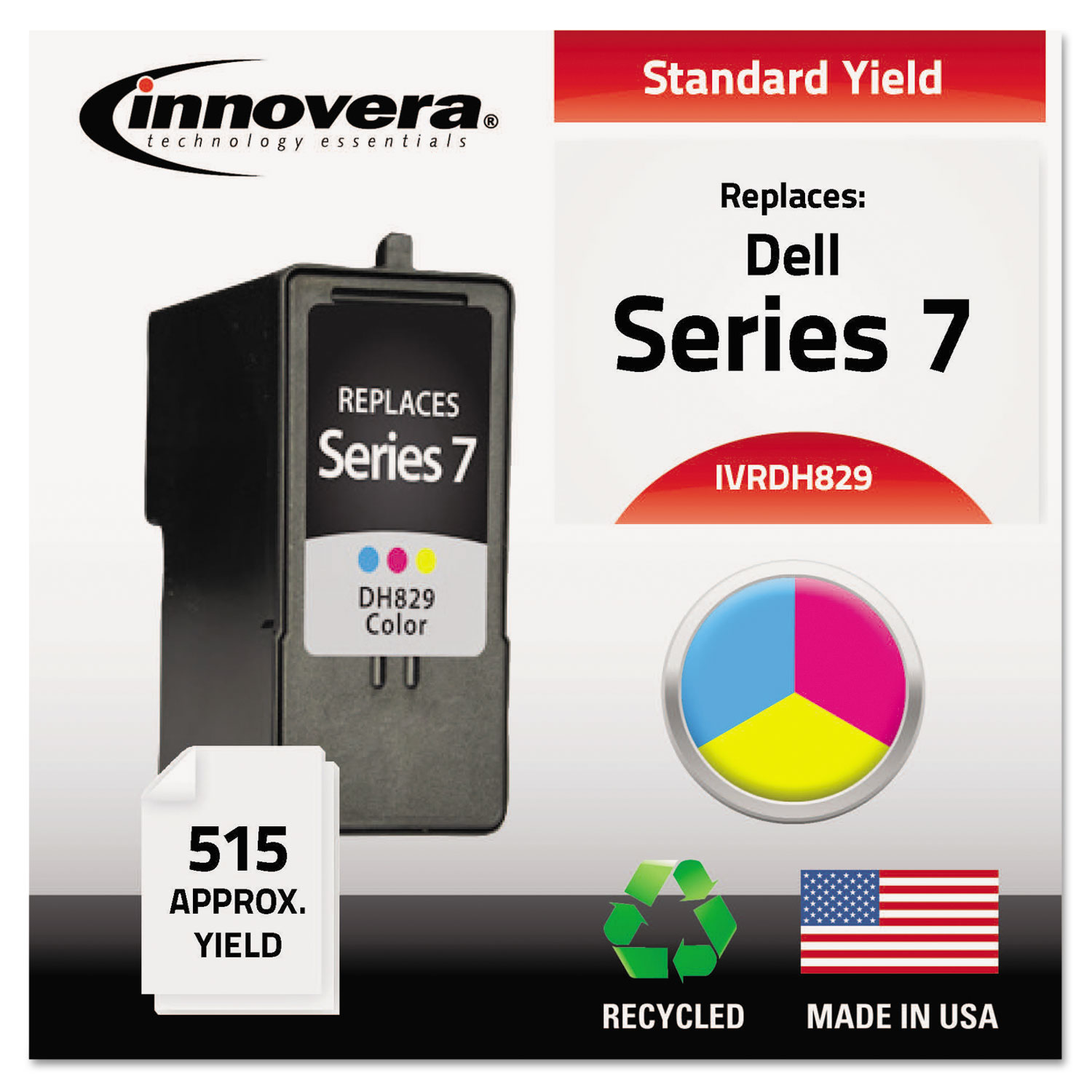  Innovera IVRDH829 Remanufactured CH884 (Series 7) High-Yield Ink, 515 Page-Yield, Tri-Color (IVRDH829) 