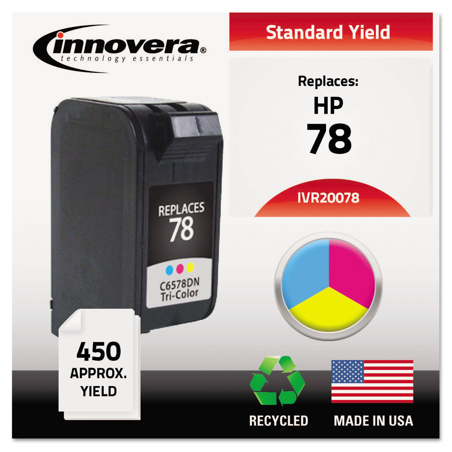  Innovera IVR20078 Remanufactured C6578DN (78) Ink, 450 Page-Yield, Tri-Color (IVR20078) 
