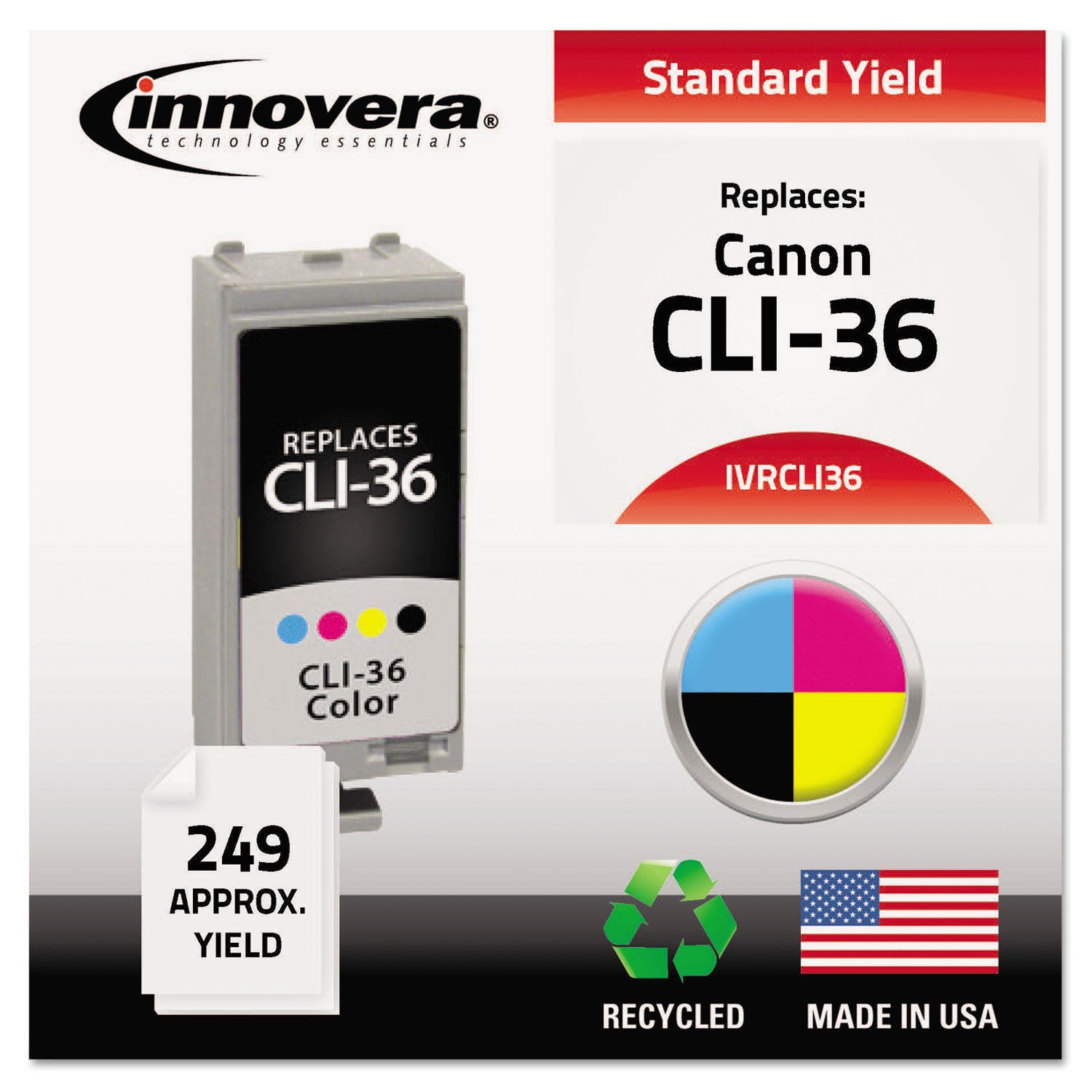 Remanufactured 1511B002 (CLI-36) Ink, 249 Page-Yield, Tri-Color