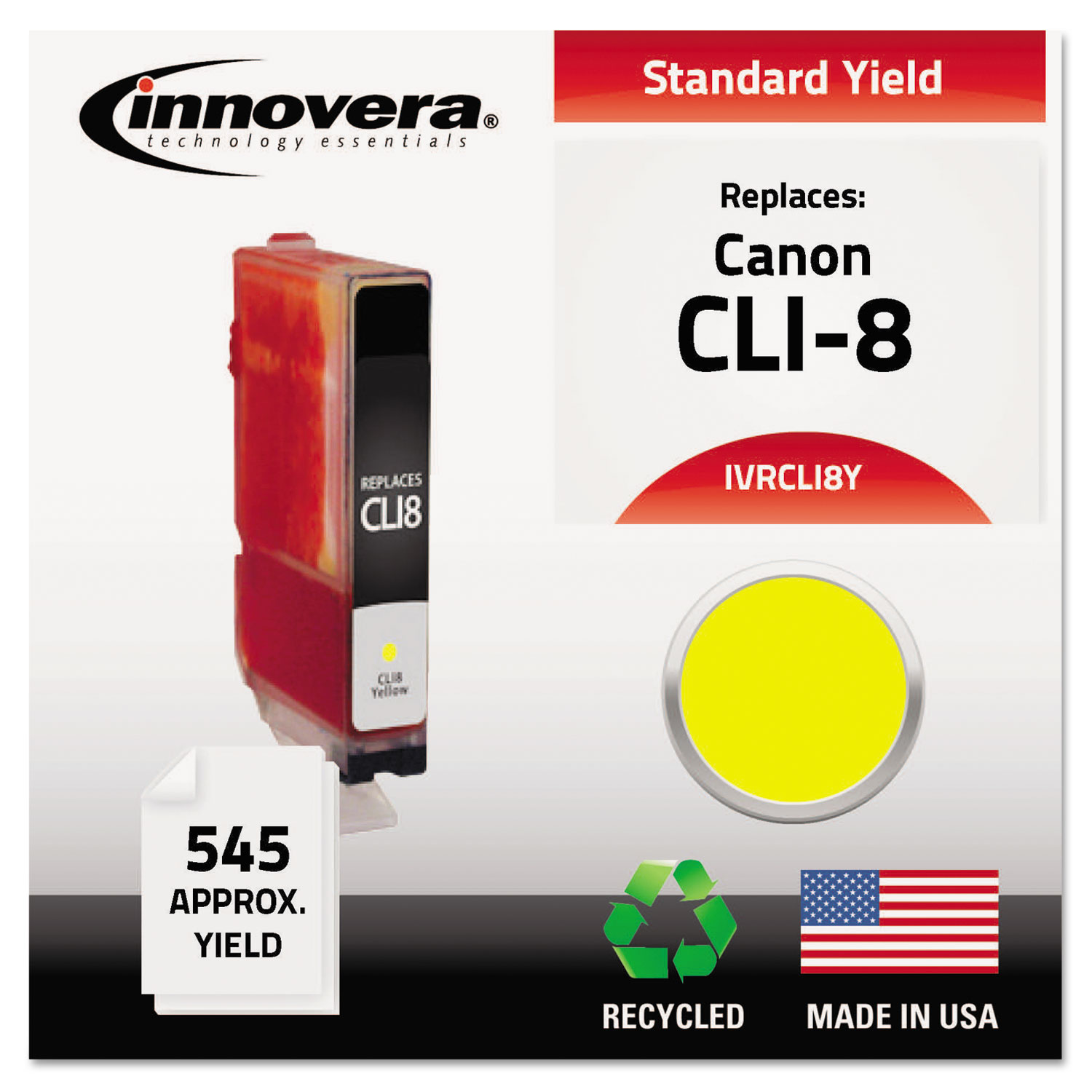  Innovera IVRCLI8Y Remanufactured 06232B002 (CLI8Y) Ink, 545 Page-Yield, Yellow (IVRCLI8Y) 