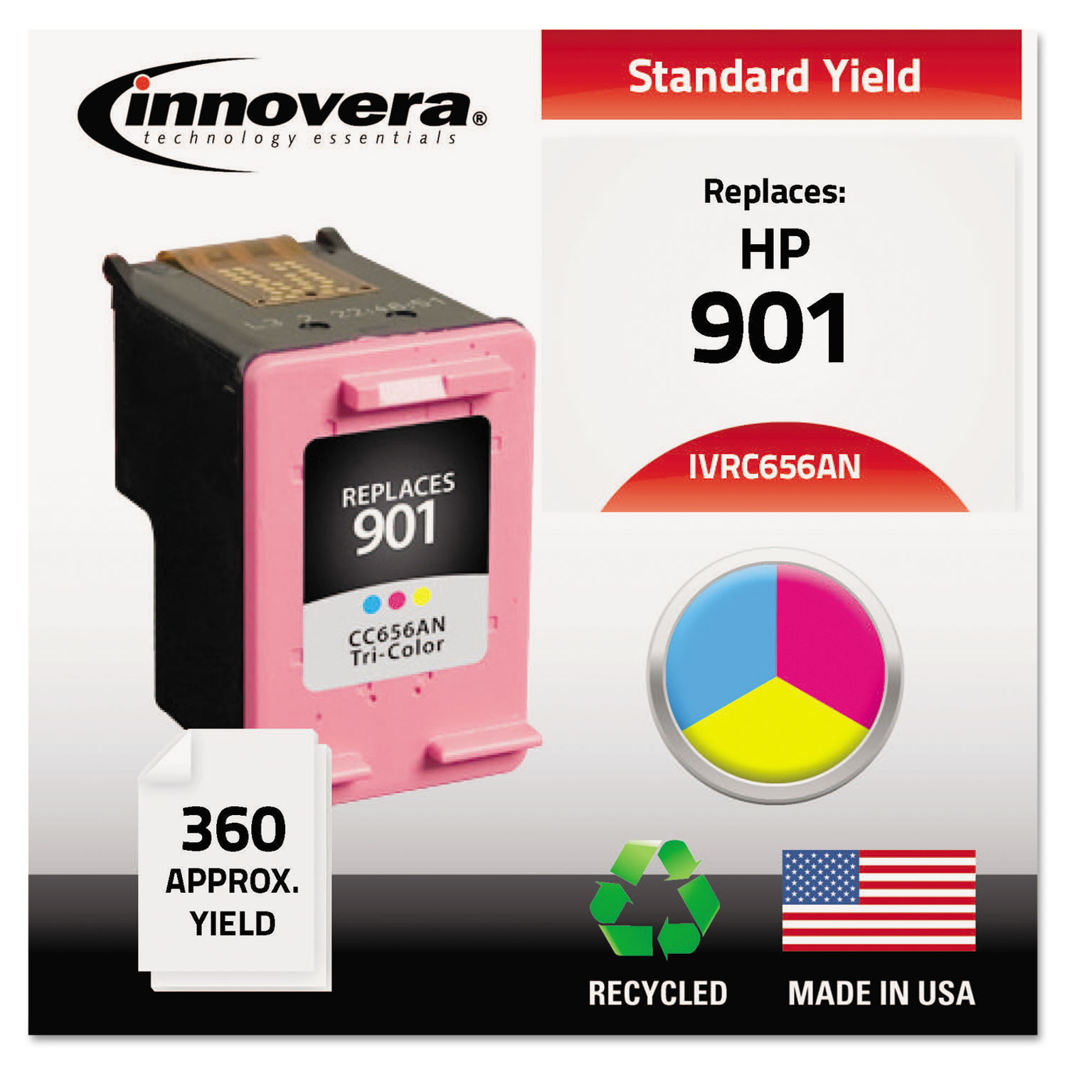 Remanufactured CC656AN (901) Ink, 360 Page-Yield, Tri-Color