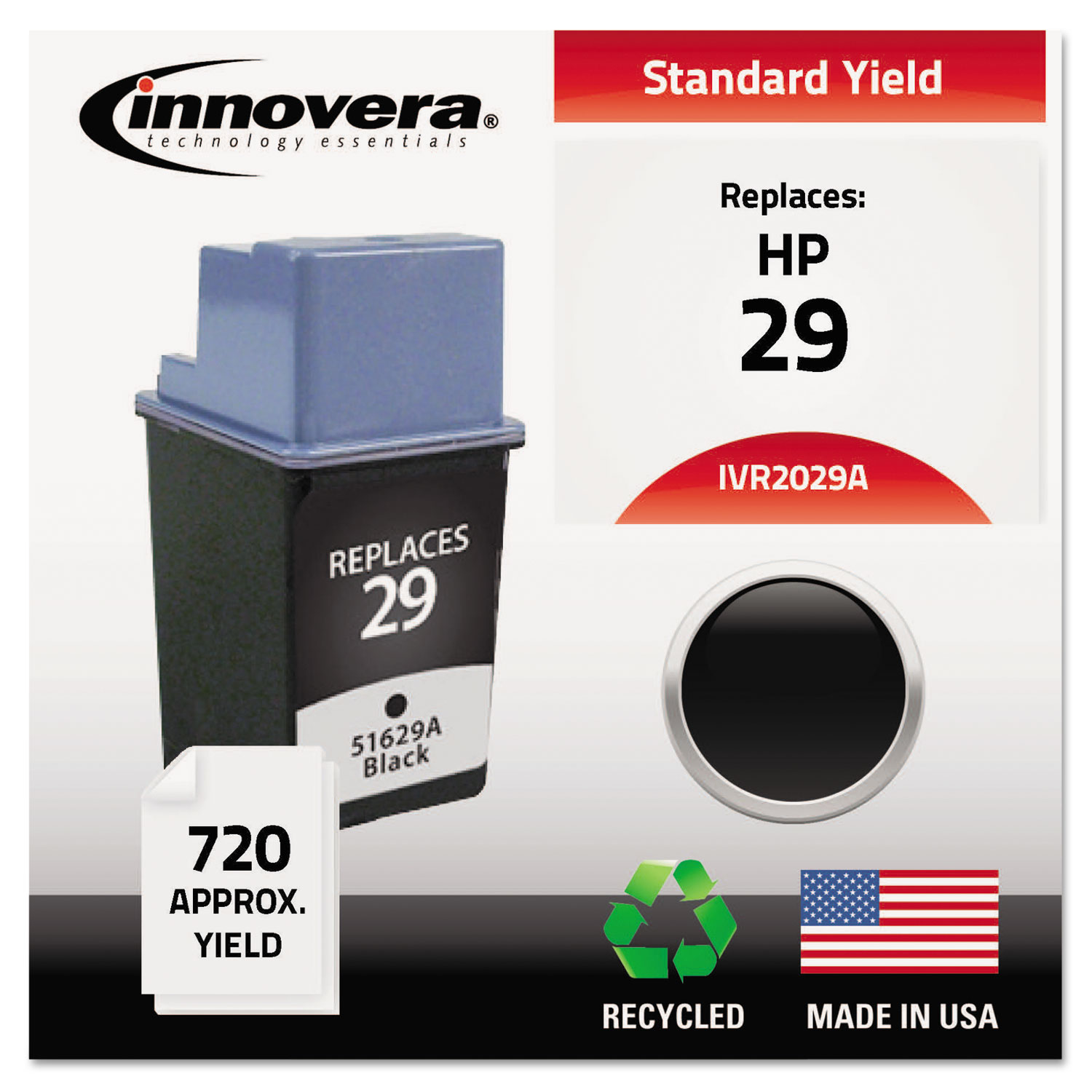 Remanufactured 51629A (29) Ink, 720 Page-Yield, Black
