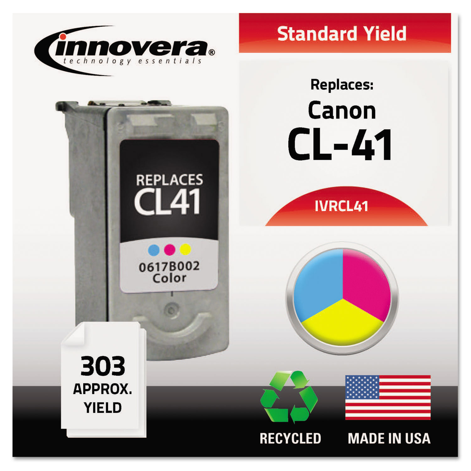  Innovera IVRCL41 Remanufactured 0617B002 (CL-41) Ink, 303 Page-Yield, Tri-Color (IVRCL41) 