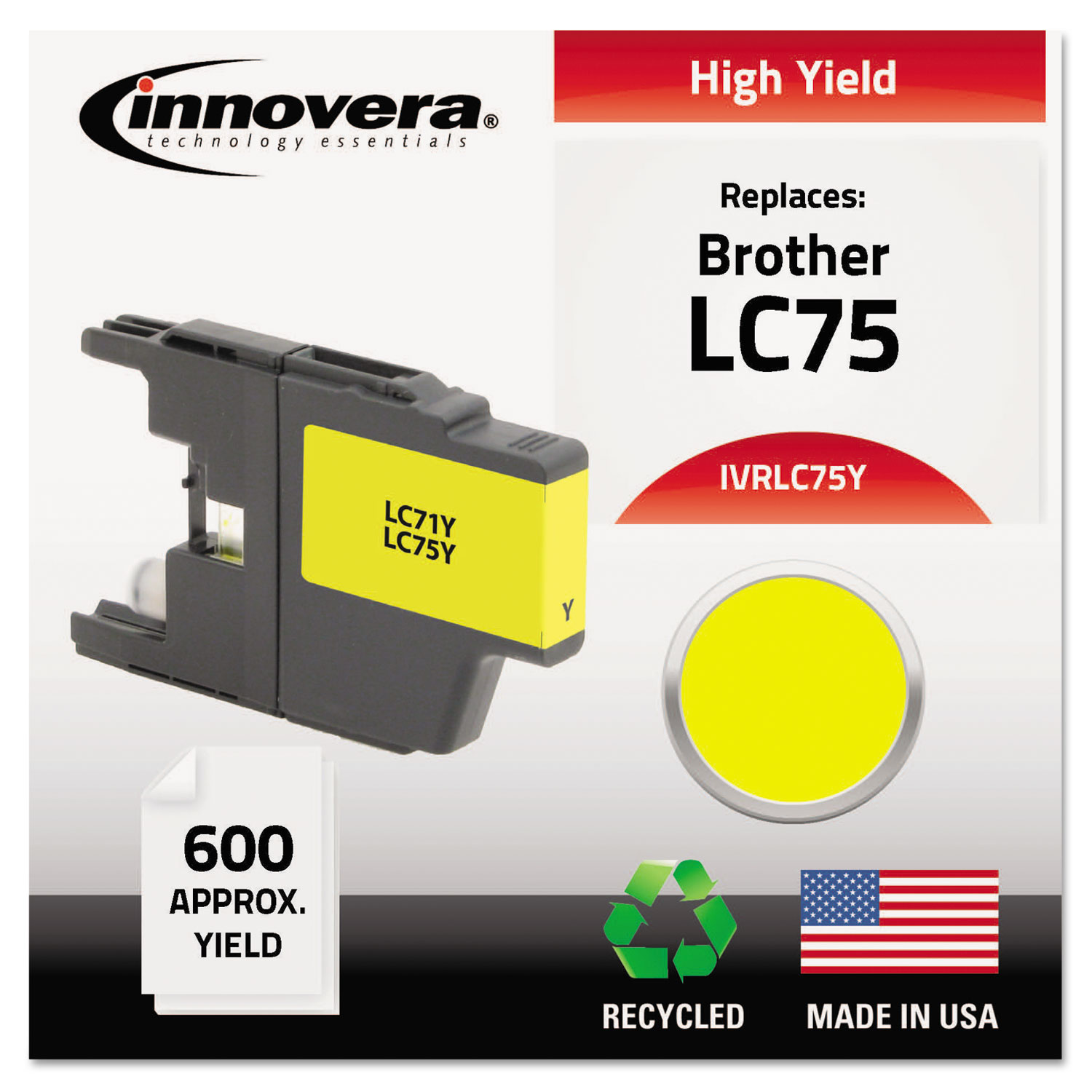 Remanufactured LC75Y High-Yield Ink, Yellow