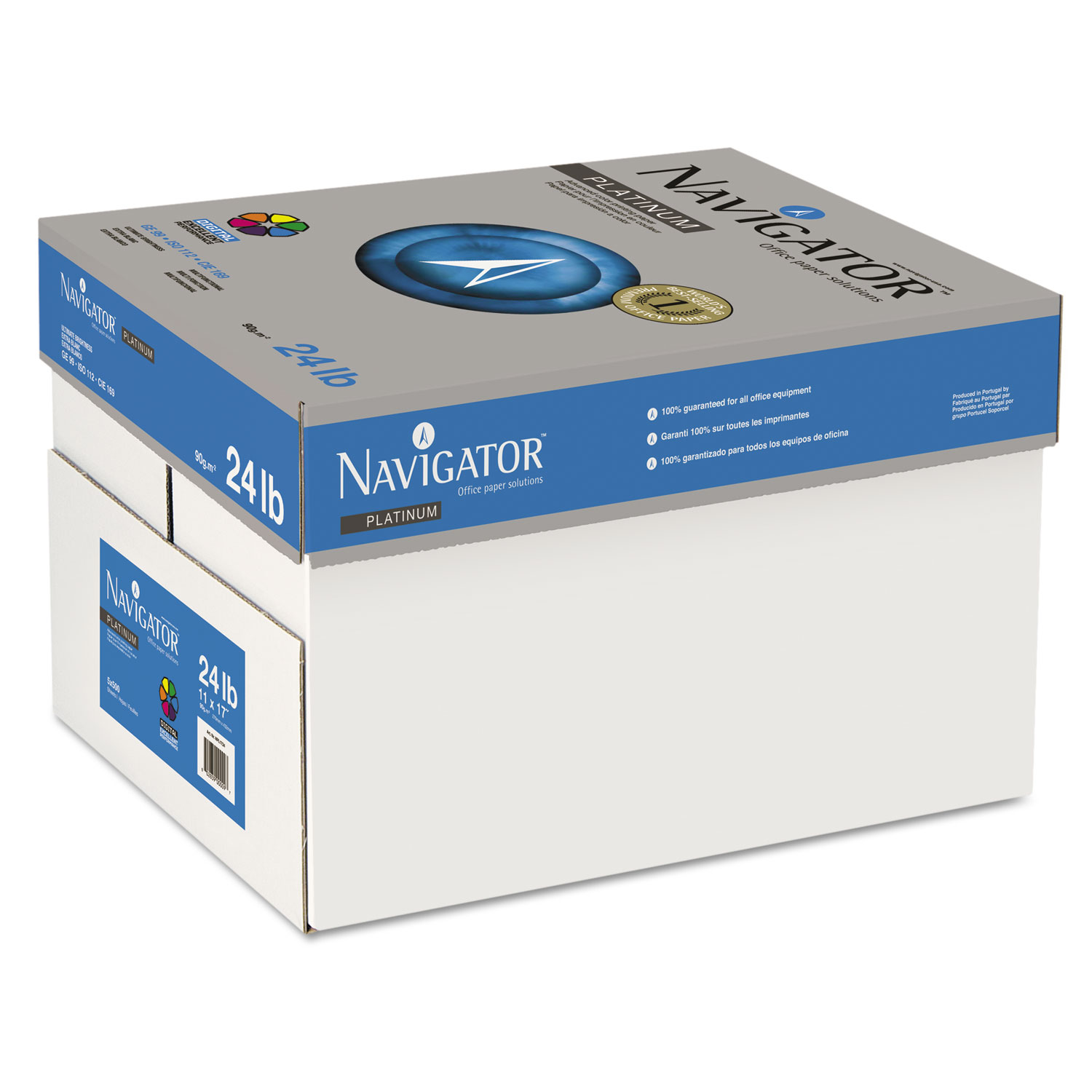  Navigator NPL1724 Platinum Paper, 99 Bright, 24lb, 11 x 17, White, 500 Sheets/Ream, 5 Reams/Carton (SNANPL1724) 