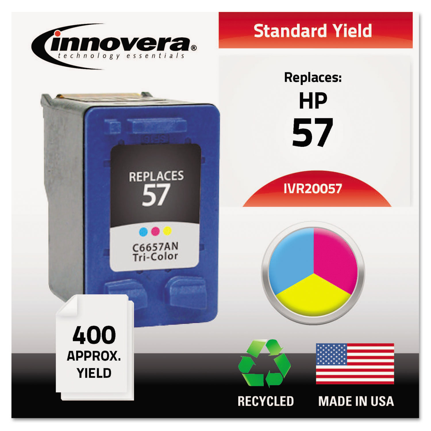  Innovera IVR20057 Remanufactured C6657AN (57) Ink, 400 Page-Yield, Tri-Color (IVR20057) 