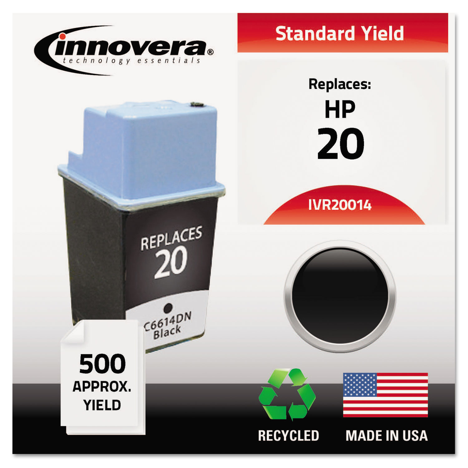  Innovera IVR20014 Remanufactured C6614DN (20) Ink, 500 Page-Yield, Black (IVR20014) 