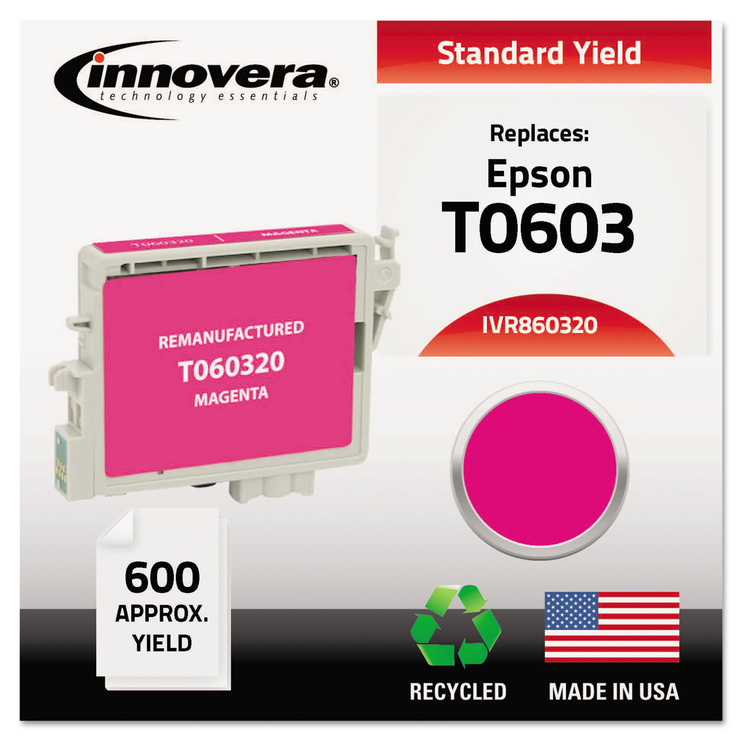 Remanufactured T060320 (60) Ink, 600 Page-Yield, Magenta