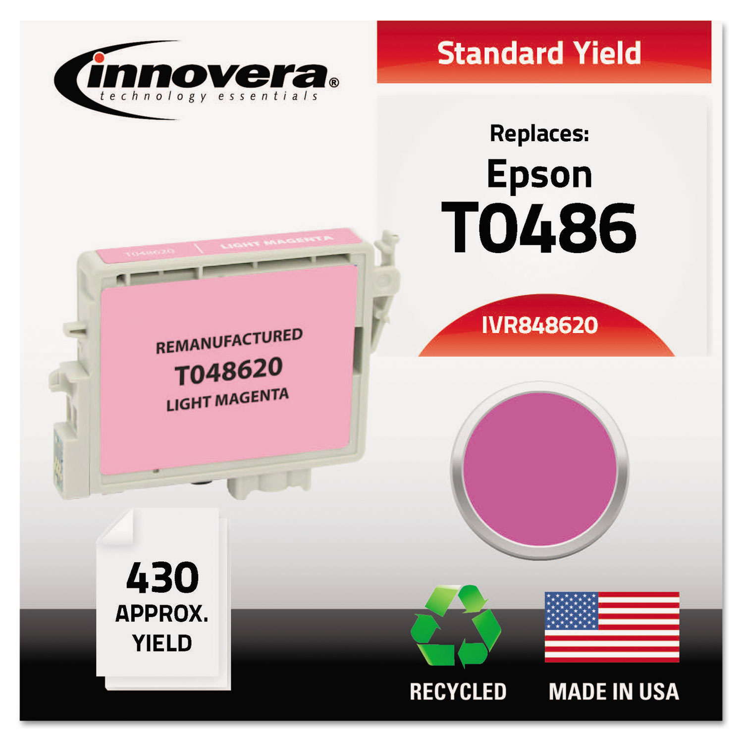 Remanufactured T048620 (48) Ink, Light Magenta