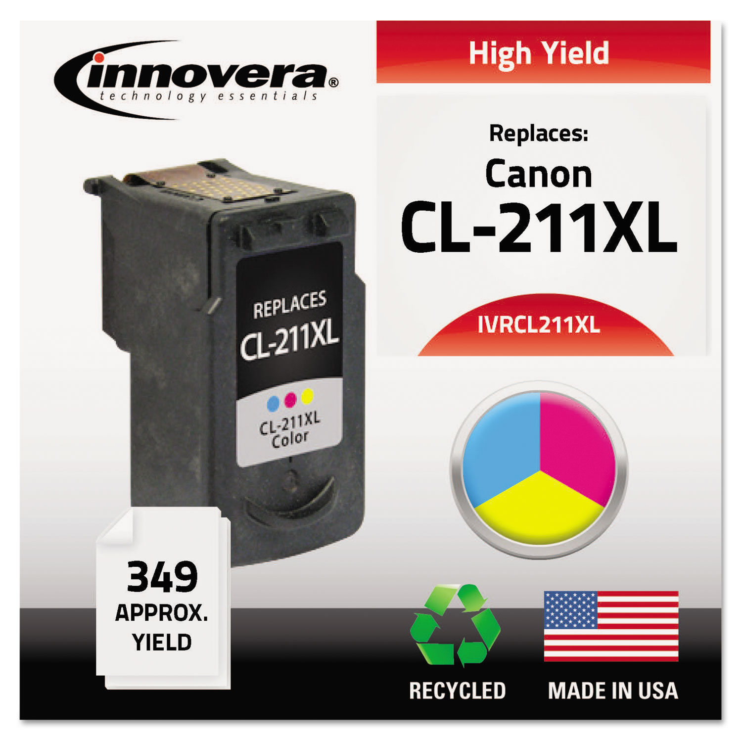 Remanufactured 2975B001 (CL-211XL) High-Yield Ink, 349 Page-Yield, Tri-Color