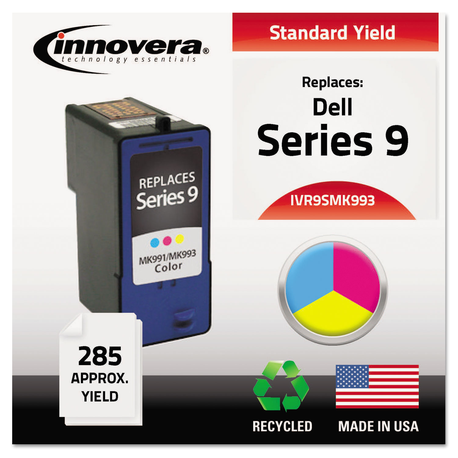  Innovera IVR9SMK993 Remanufactured MK991 (Series 9) High-Yield Ink, 285 Page-Yield, Tri-Color (IVR9SMK993) 